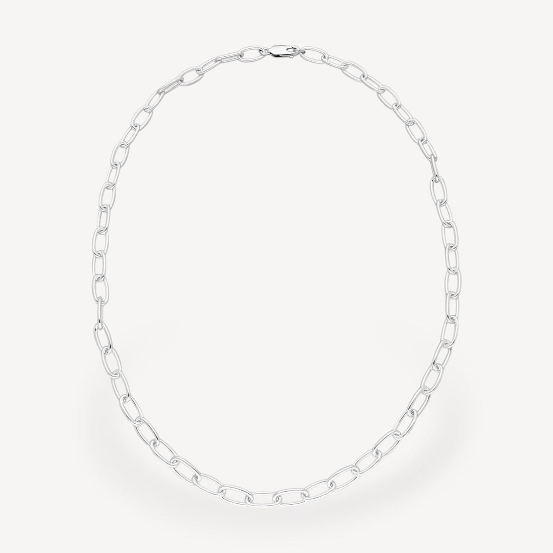 EC One heavy silver oval link necklace crafted from recycled silver with a polished finish.