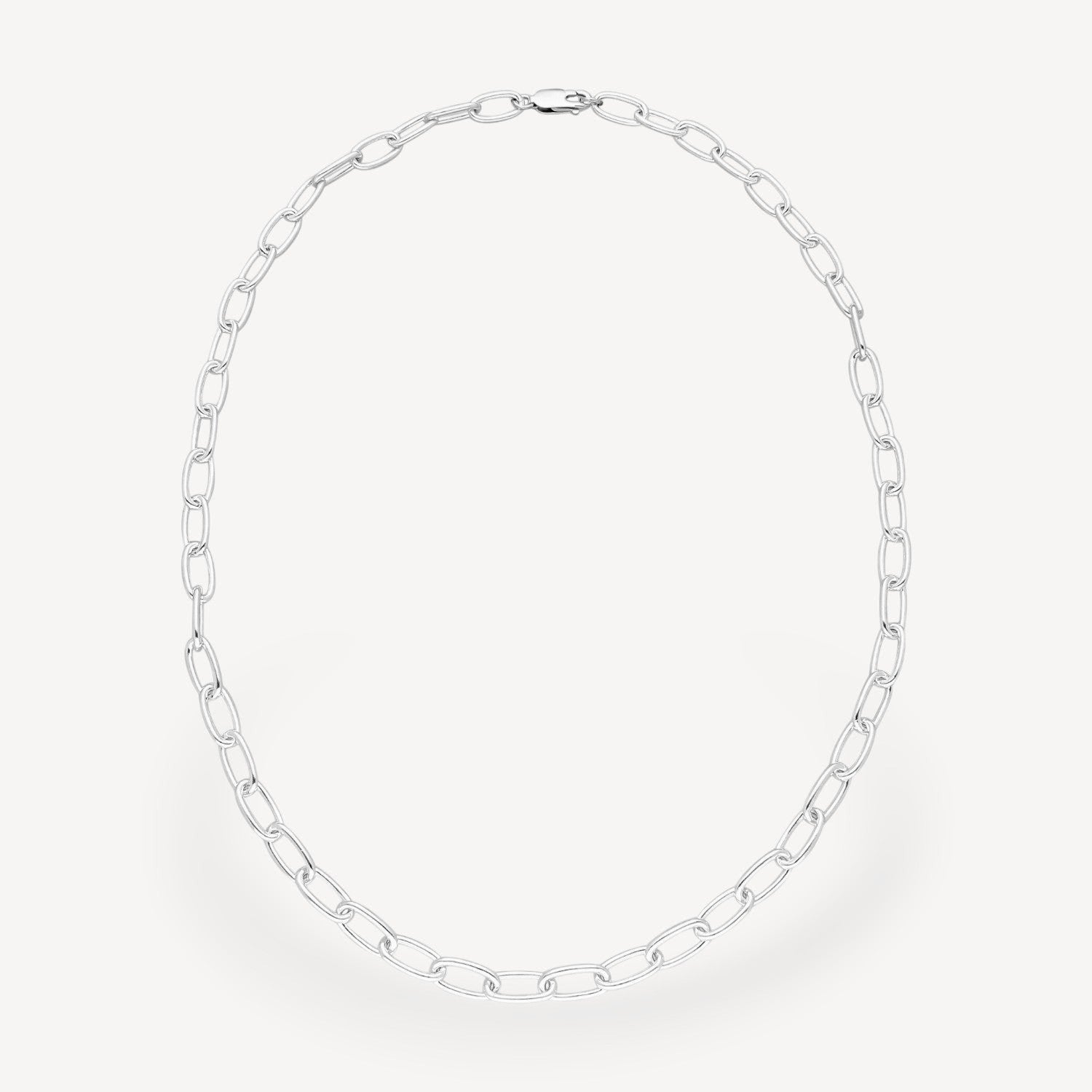 EC One heavy silver oval link necklace crafted from recycled silver with a polished finish.
