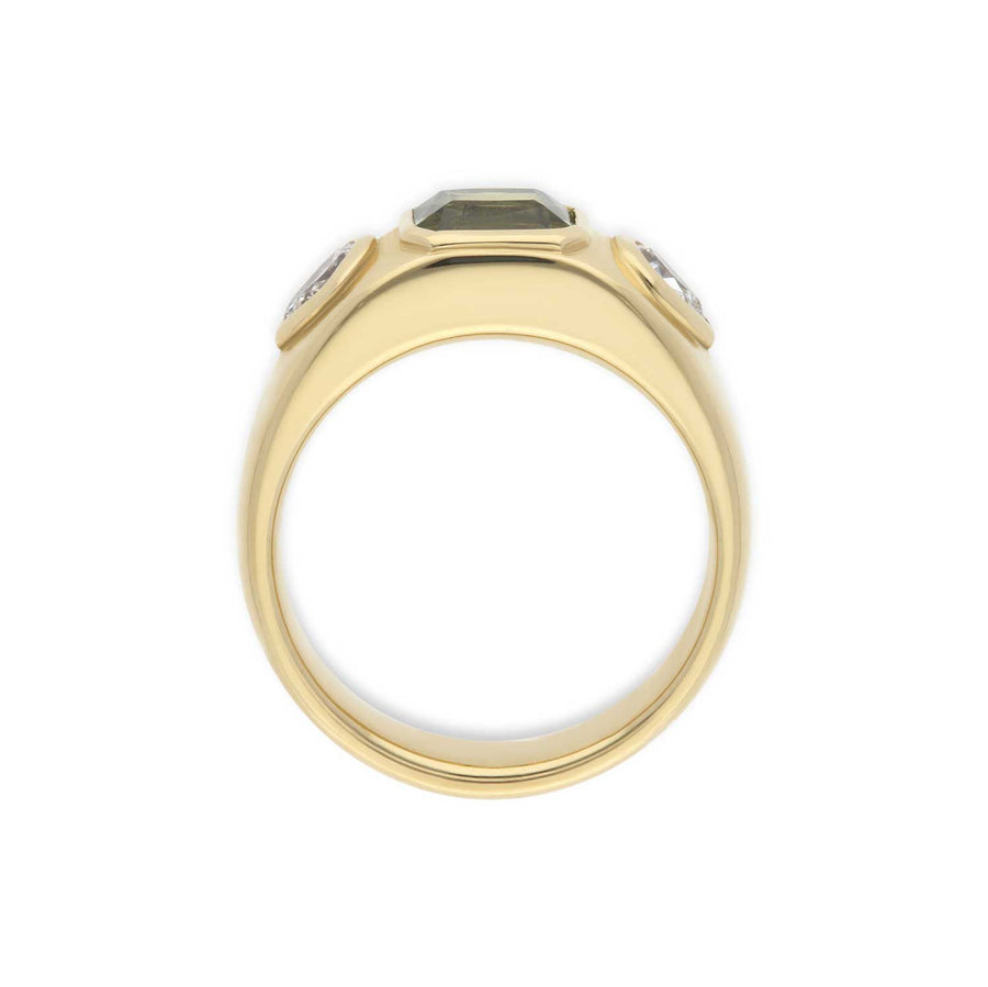E.C. One ISLA Yellow Gold Sapphire and Diamond Engagement Ring made in recycled gold in our B Corp workshop