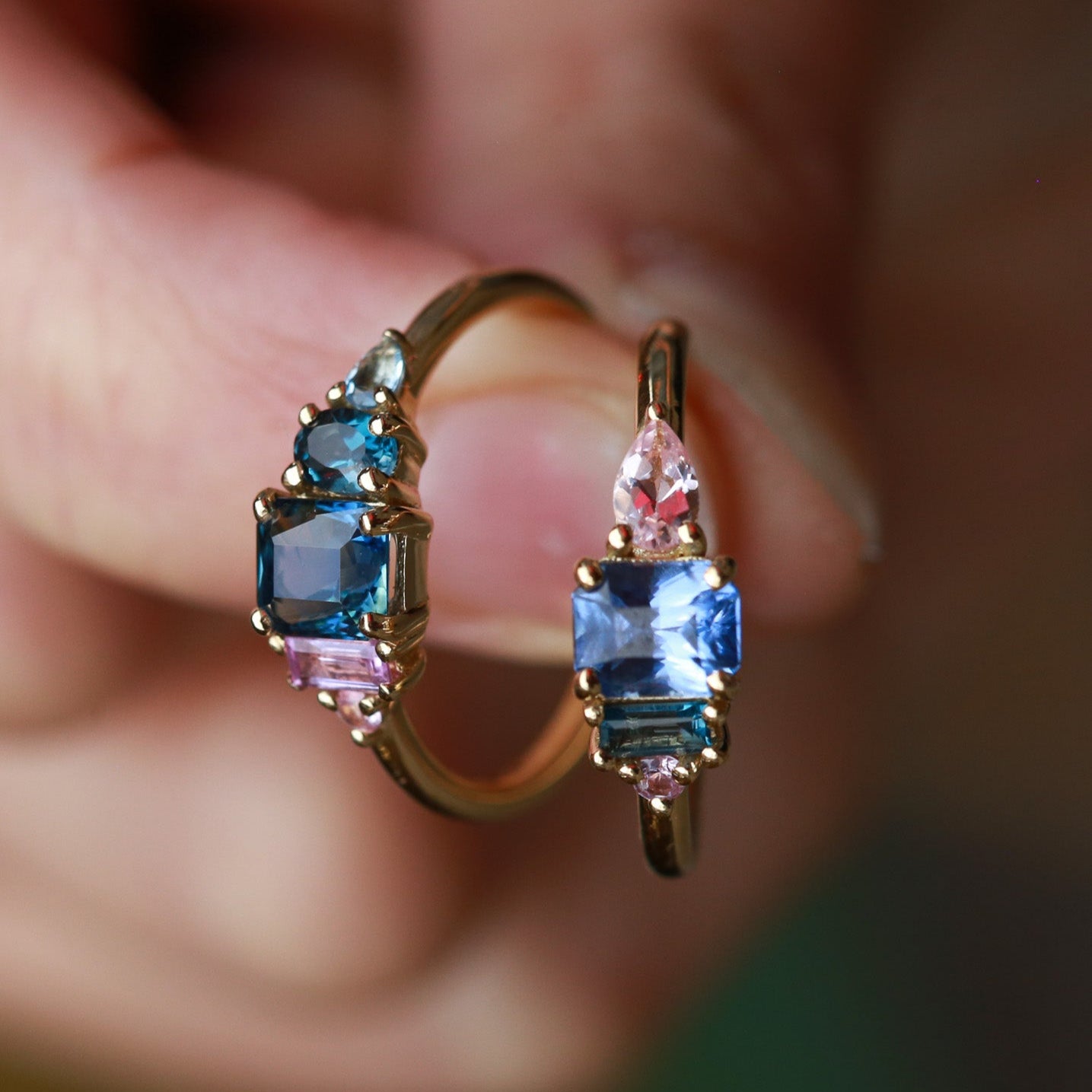 E.C.One London ethical Large ELISE 18ct Yellow Gold Ring with Octagonal Teal  Sapphire