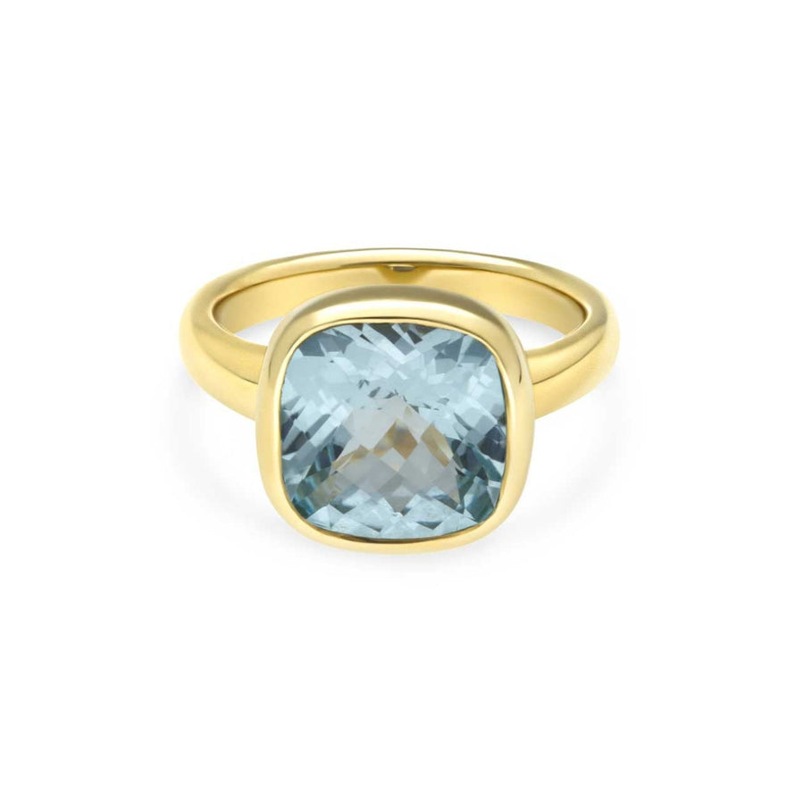 EC One LAUREN Gold Ring with Blue Topaz made in our London B Corp workshop