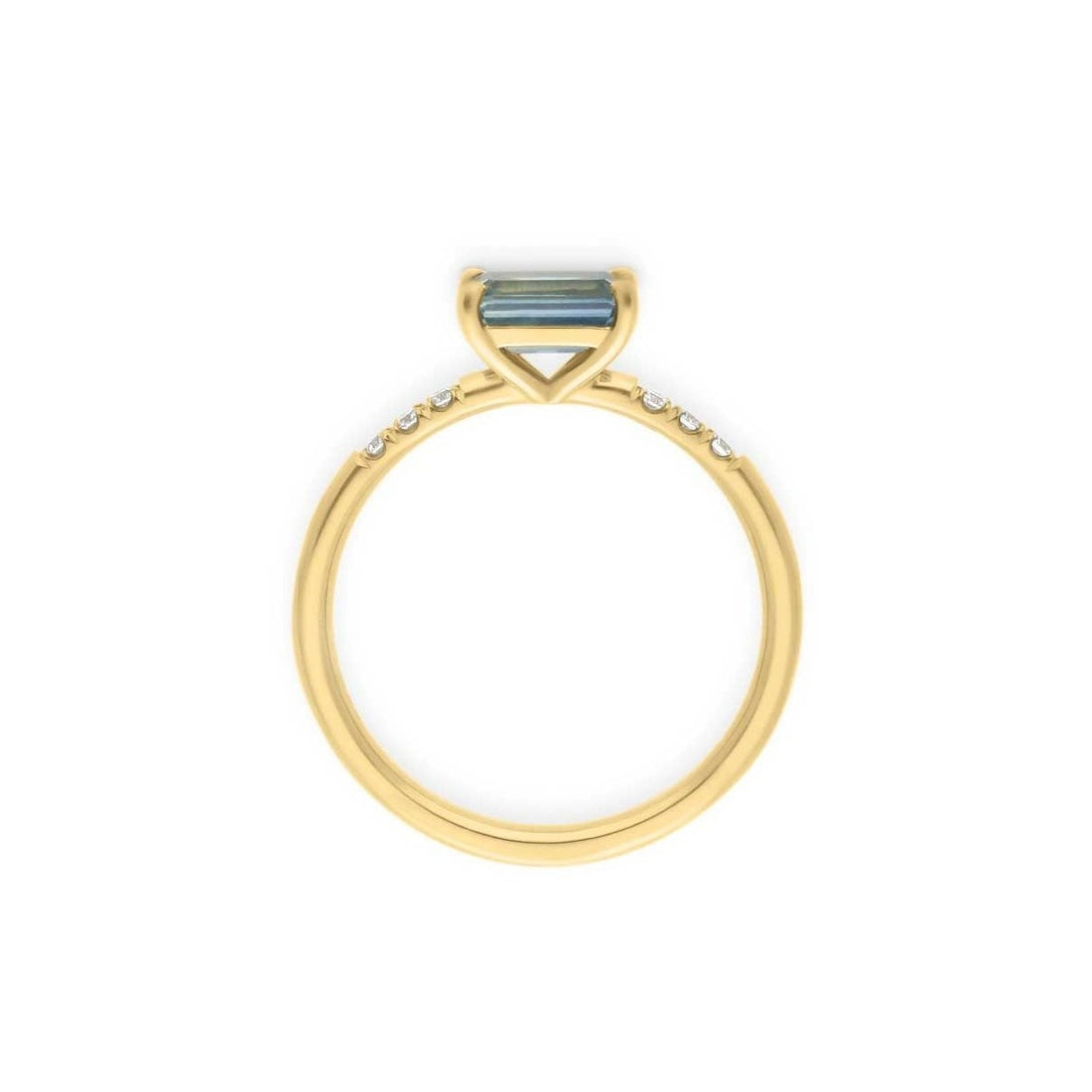 E.C. One ethical LOIS Yellow Gold Baguette Blue Sapphire Engagement Ring