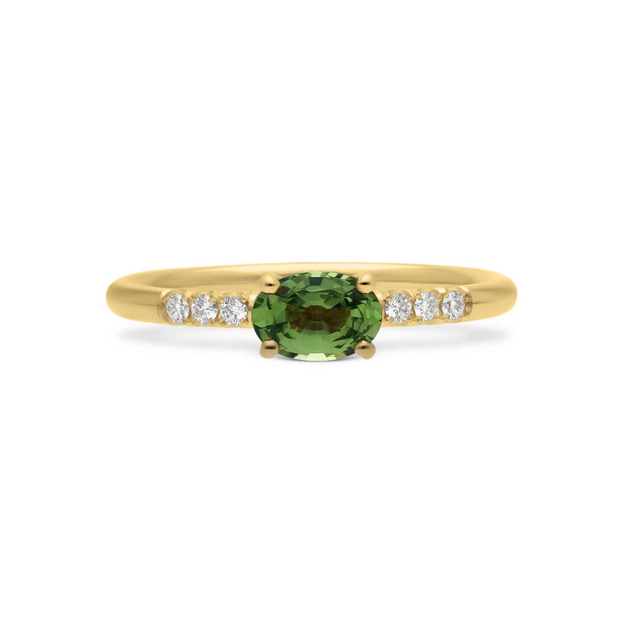 E.C. One ethical engagement ring LOIS Yellow Gold Oval Green Sapphire Engagement Ring