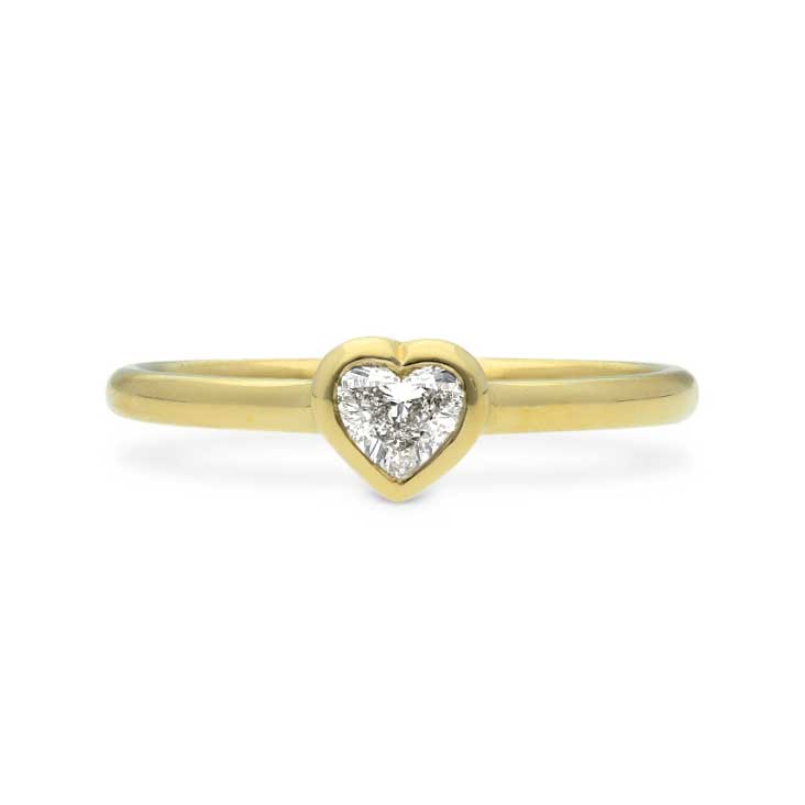 E.C. One Mini AVA Yellow Gold Heart Diamond Engagement Ring made in our B Corp London workshop