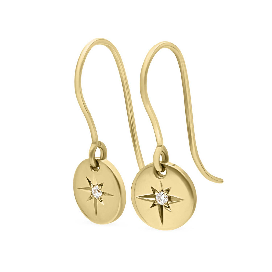 E.C.One Star-Set Diamond Disc Drop Earrings Gold made in our ethical B Corp certified London workshop
