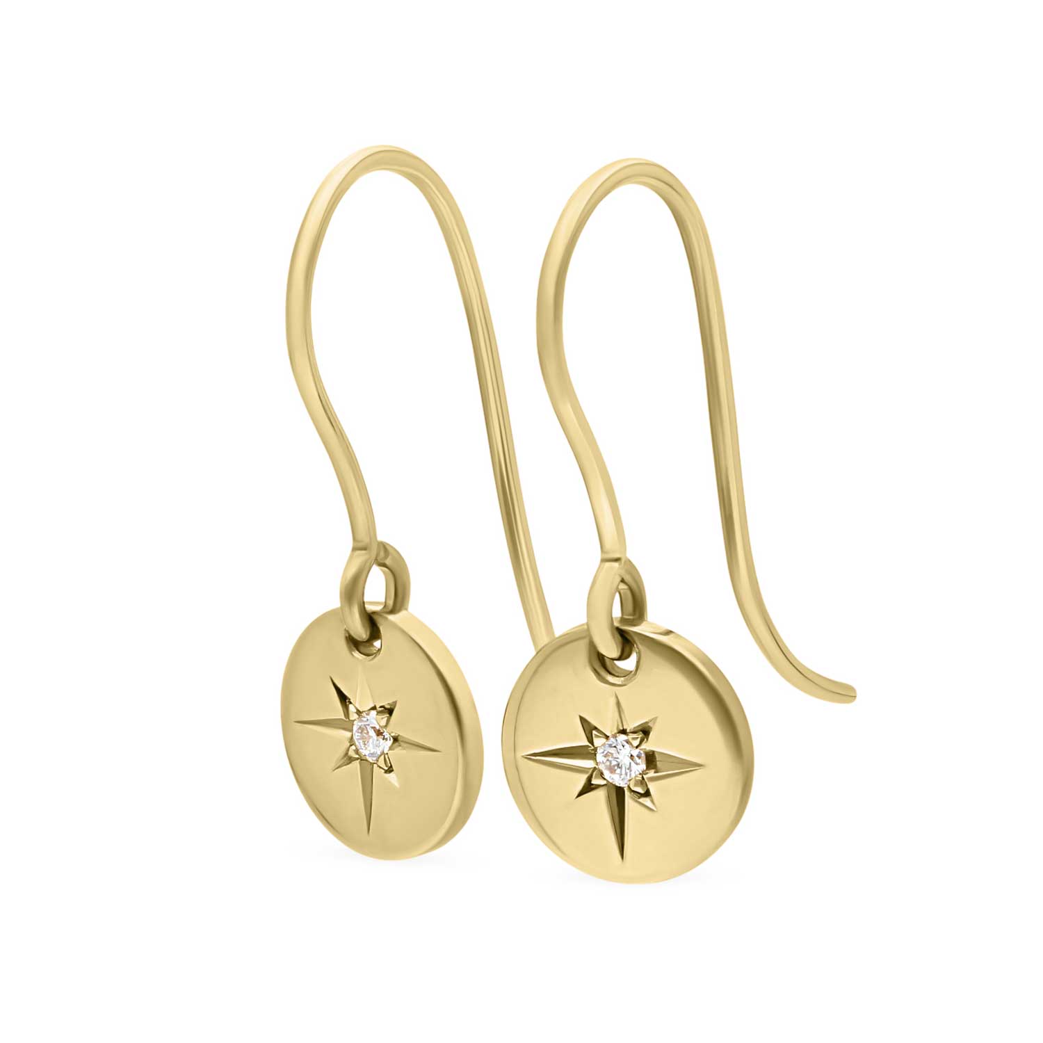 E.C.One Star-Set Diamond Disc Drop Earrings Gold made in our ethical B Corp certified London workshop
