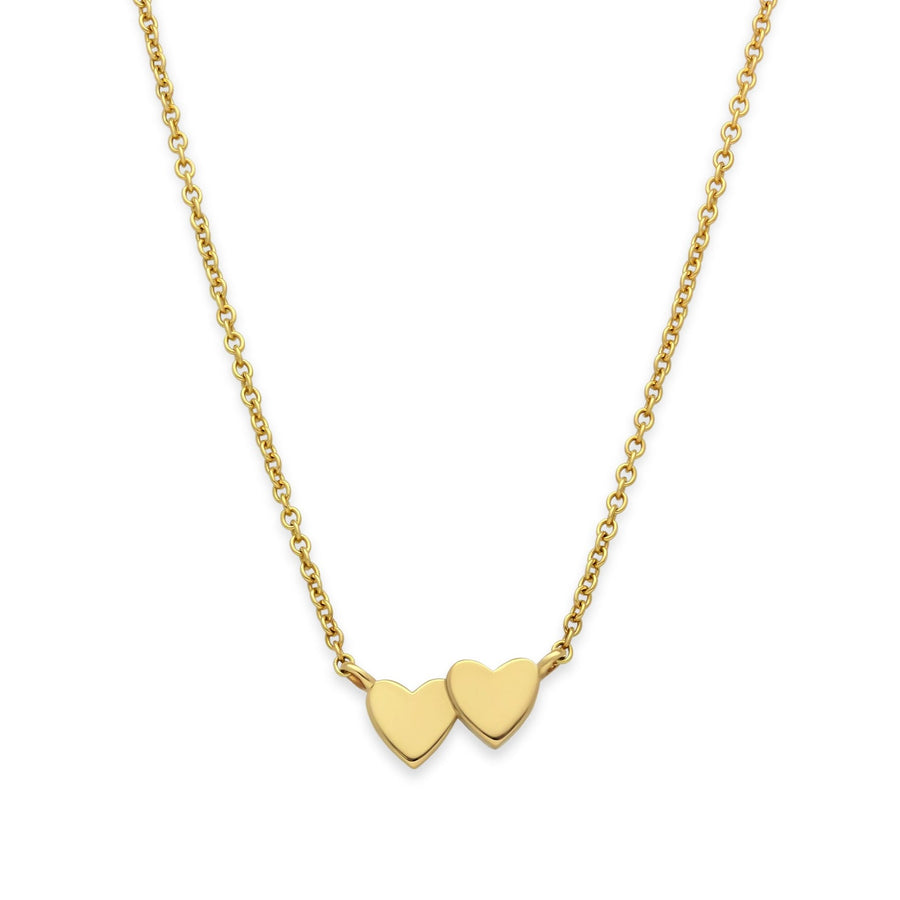 EC One In-Line Double Mini recycled Gold Heart Necklace made in our London B Corp workshop