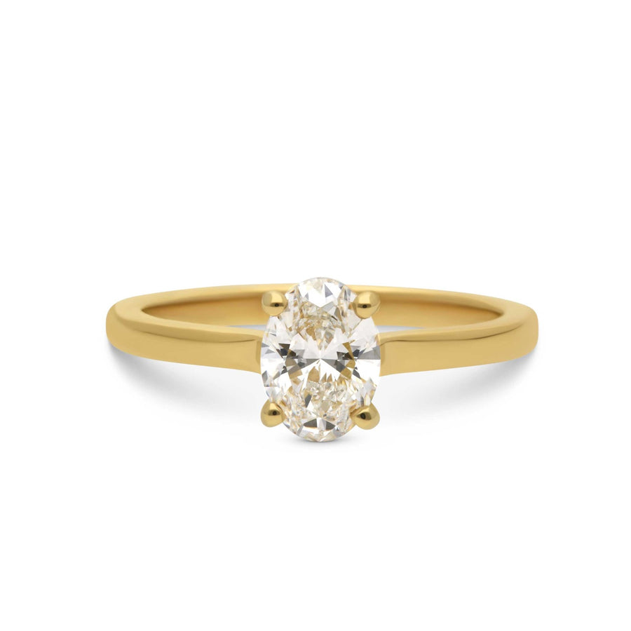 NANCY Oval Diamond Solitaire Ring Yellow Gold by ethical jeweller E.C. One London