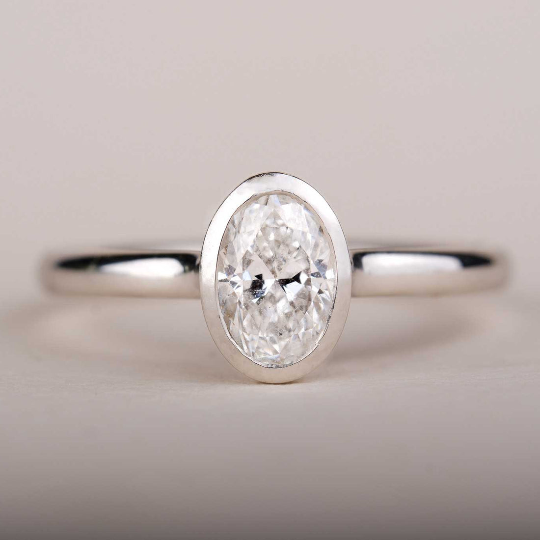 AVA Platinum Oval Diamond Engagement Ring
