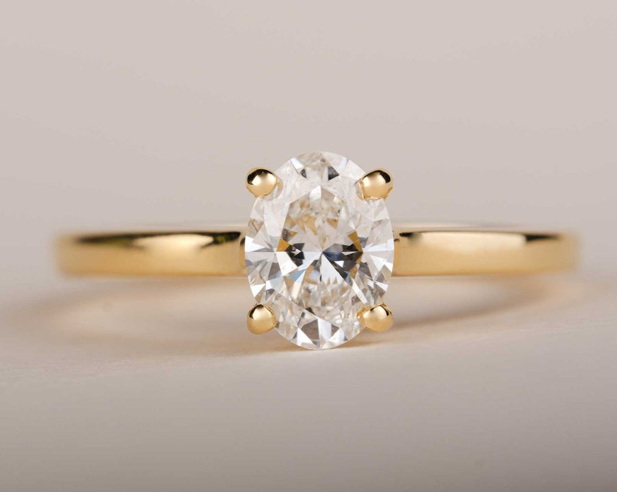 NANCY Oval Diamond Solitaire Ring Yellow Gold by ethical jeweller E.C. One London