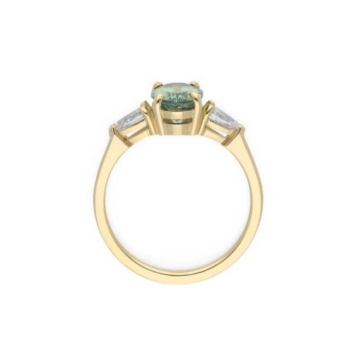 E.C.One ethical engagement ring PHOEBE Oval Teal Sapphire made in our B Corp certified London workshop