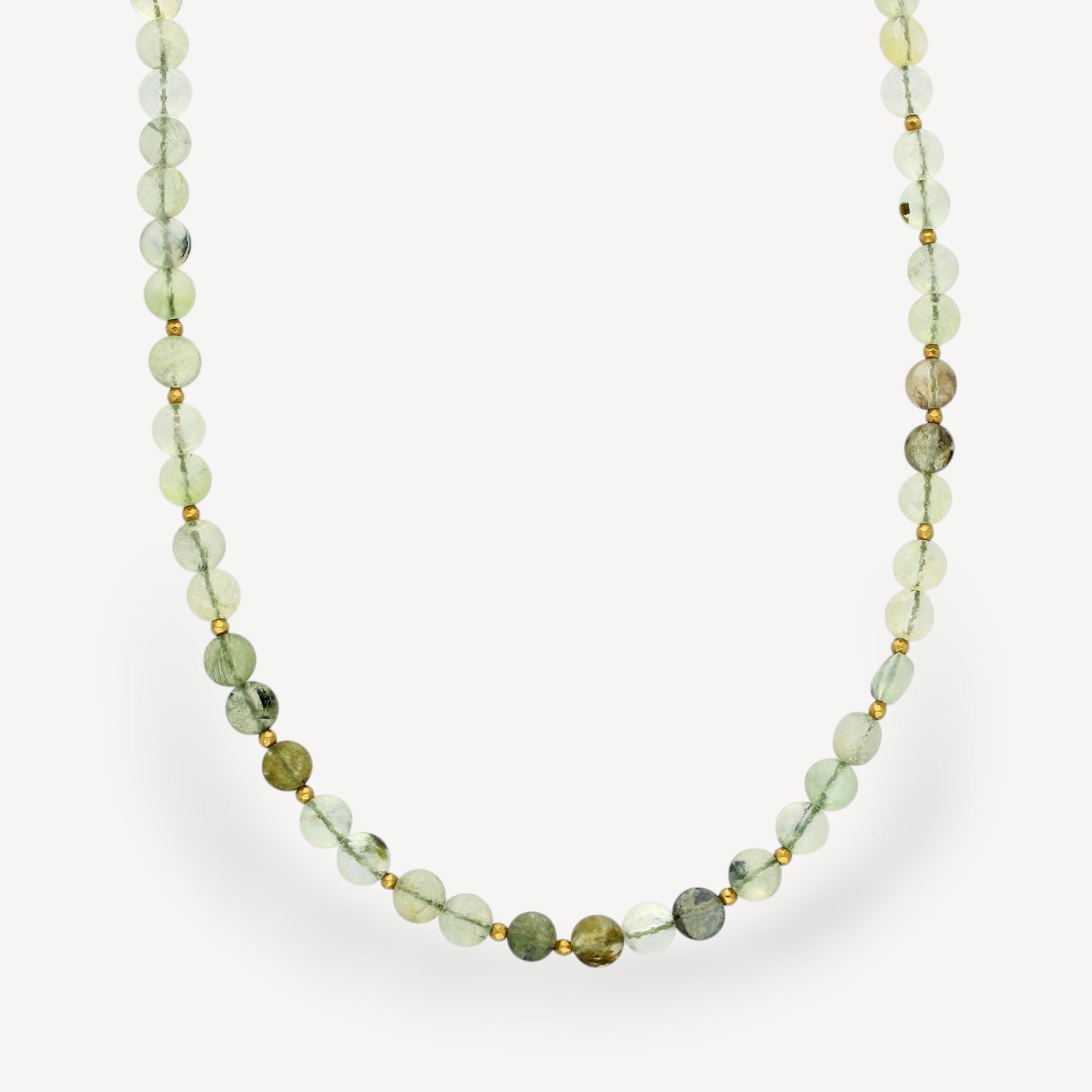 Prehnite button beaded Necklace by ethical jeweller E.C.One London