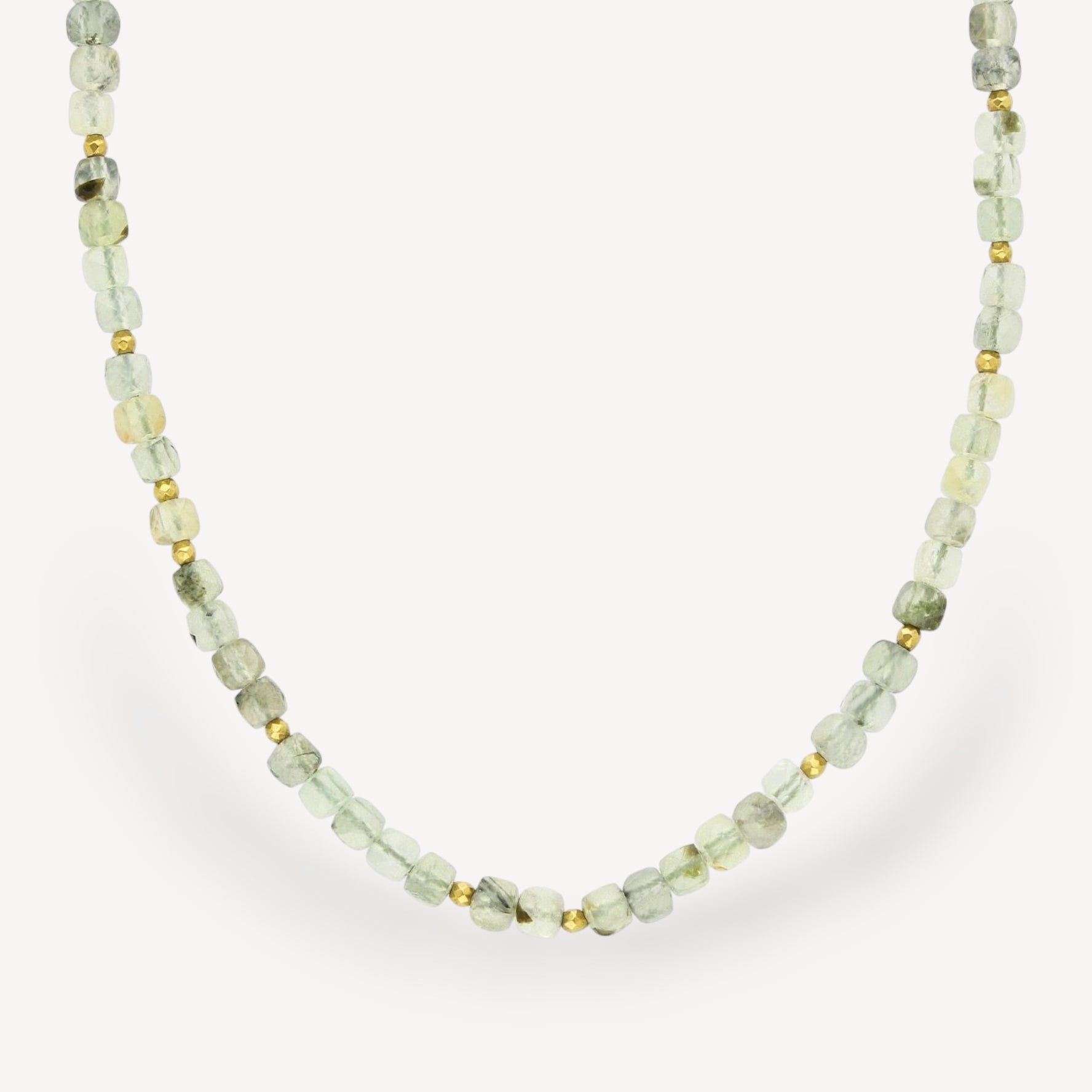 Prehnite cube beaded Necklace by ethical jeweller E.C.One London