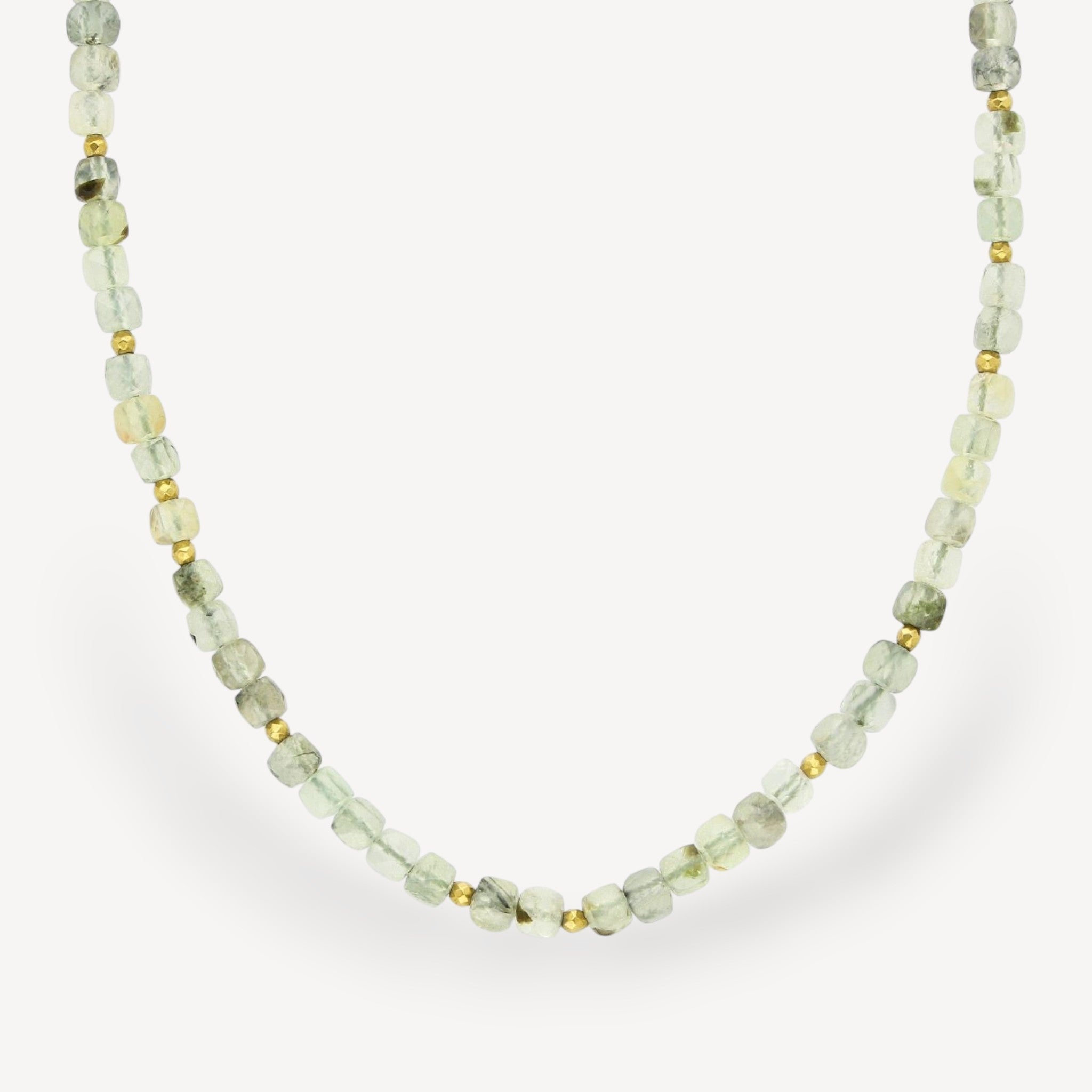 Prehnite cube beaded Necklace by ethical jeweller E.C.One London