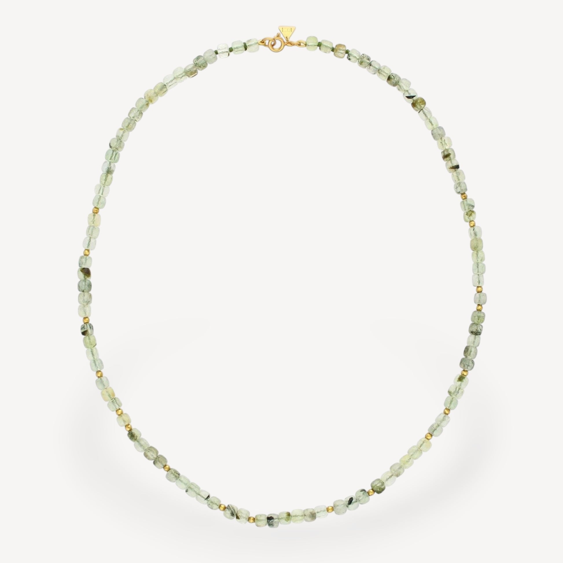 Prehnite cube beaded Necklace by ethical jeweller E.C.One London