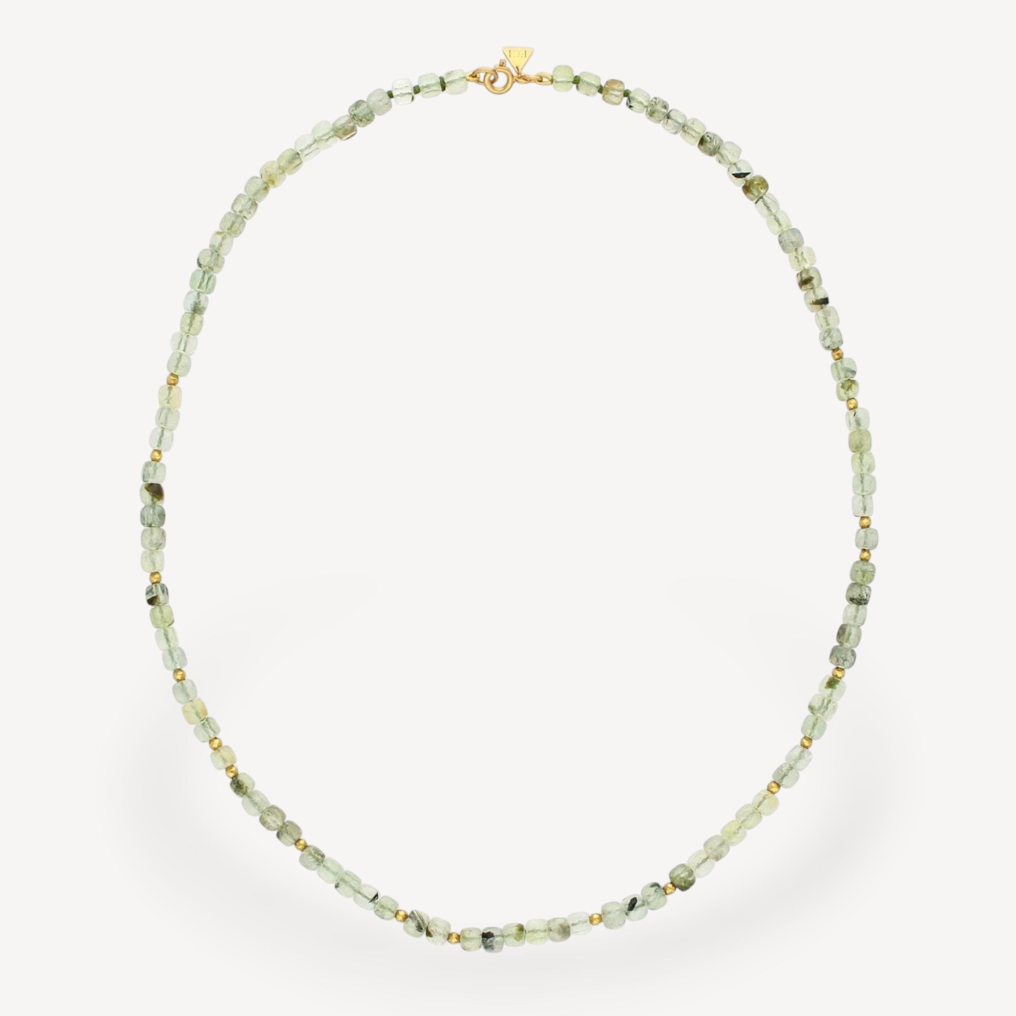 Prehnite cube beaded Necklace by ethical jeweller E.C.One London