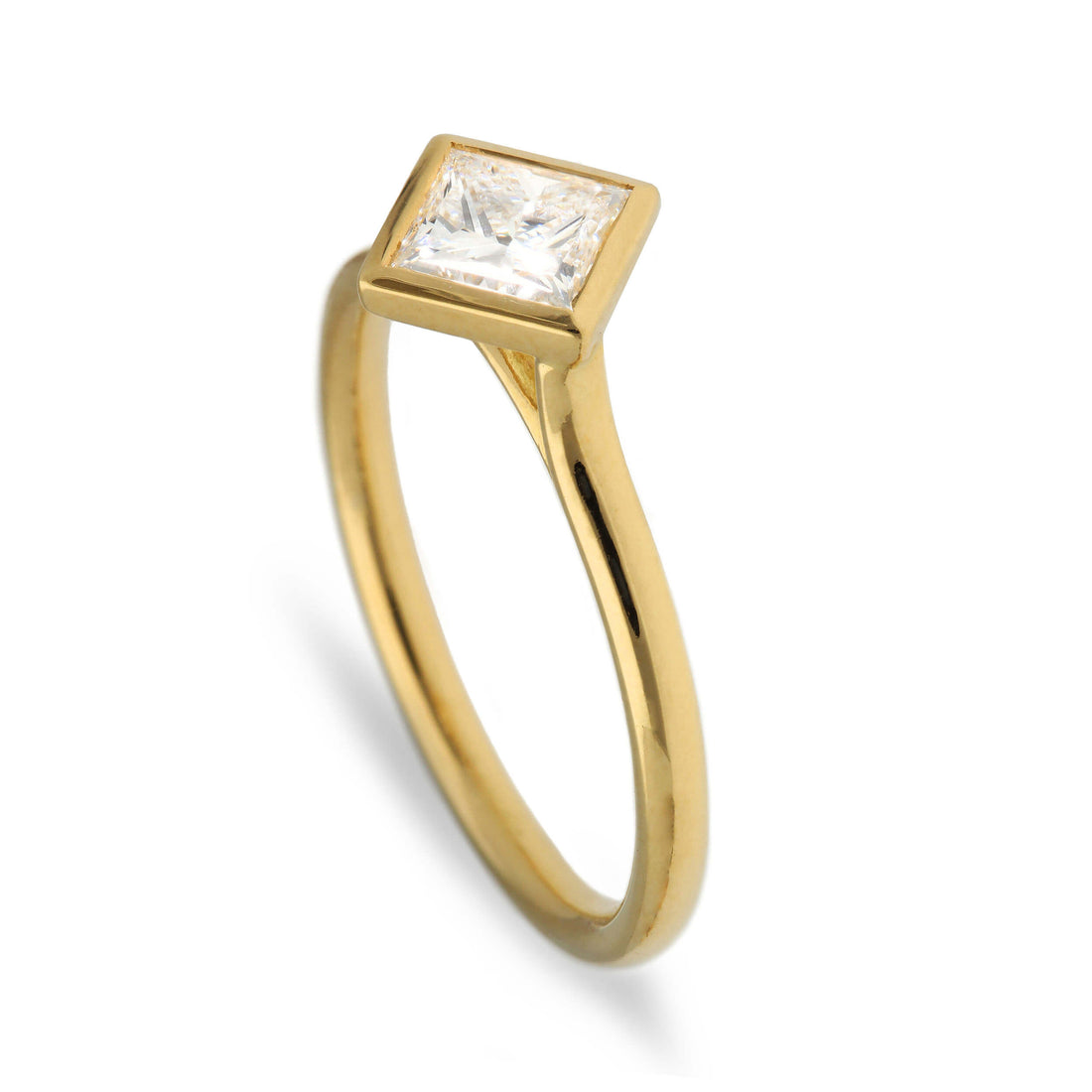AVA Yellow Gold Princess Diamond Engagement Ring