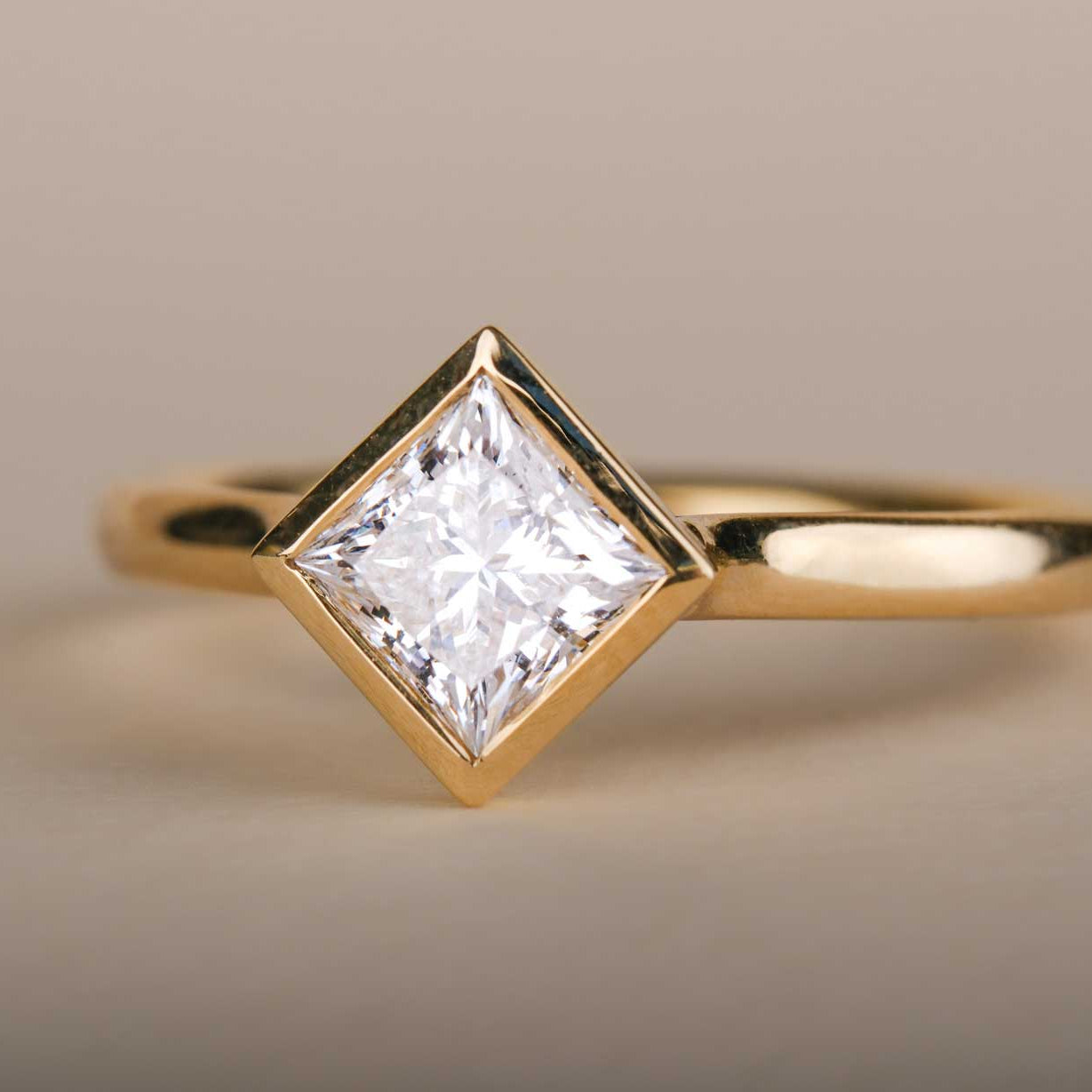 AVA Yellow Gold Princess Diamond Engagement Ring