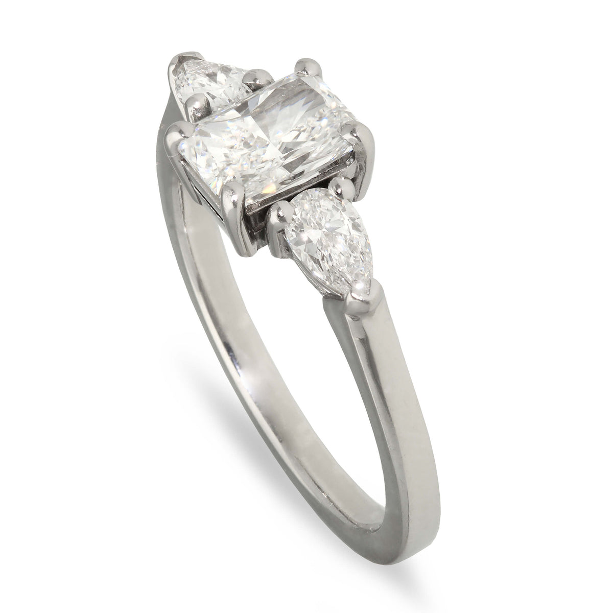 Ec Diamond EC One | PHOEBE Radiant Diamond Trilogy Engagement Ring — EC One
