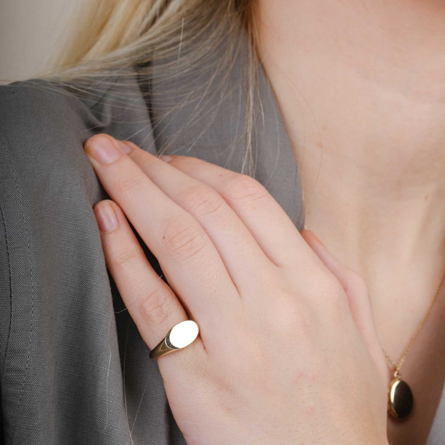 RAFFY Oval Gold SIGNET Ring by ethical London B Corp jeweller E.C.One