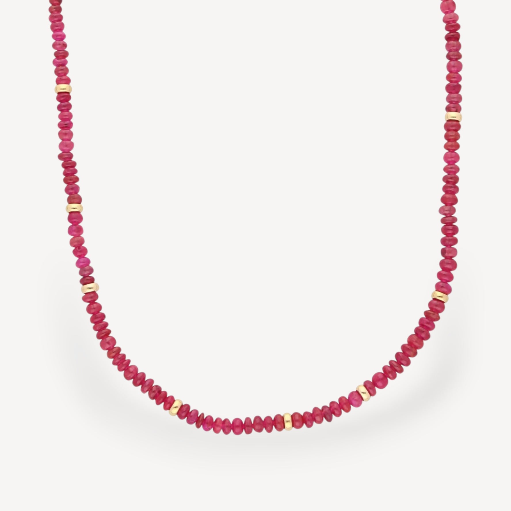 Ruby Necklace with Gold Beads by ethical jeweller E.C.One London