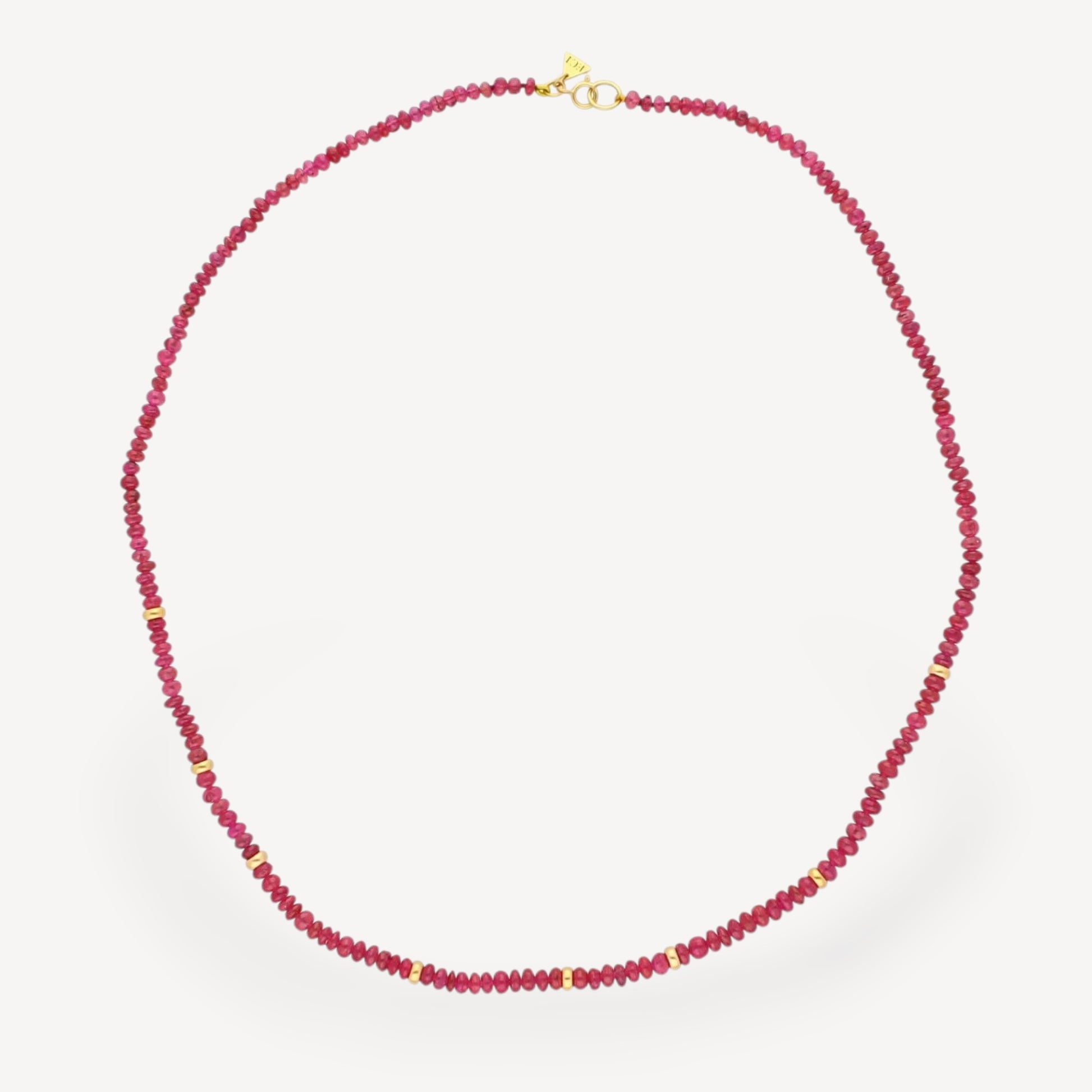 Ruby Necklace with Gold Beads by ethical jeweller E.C.One London