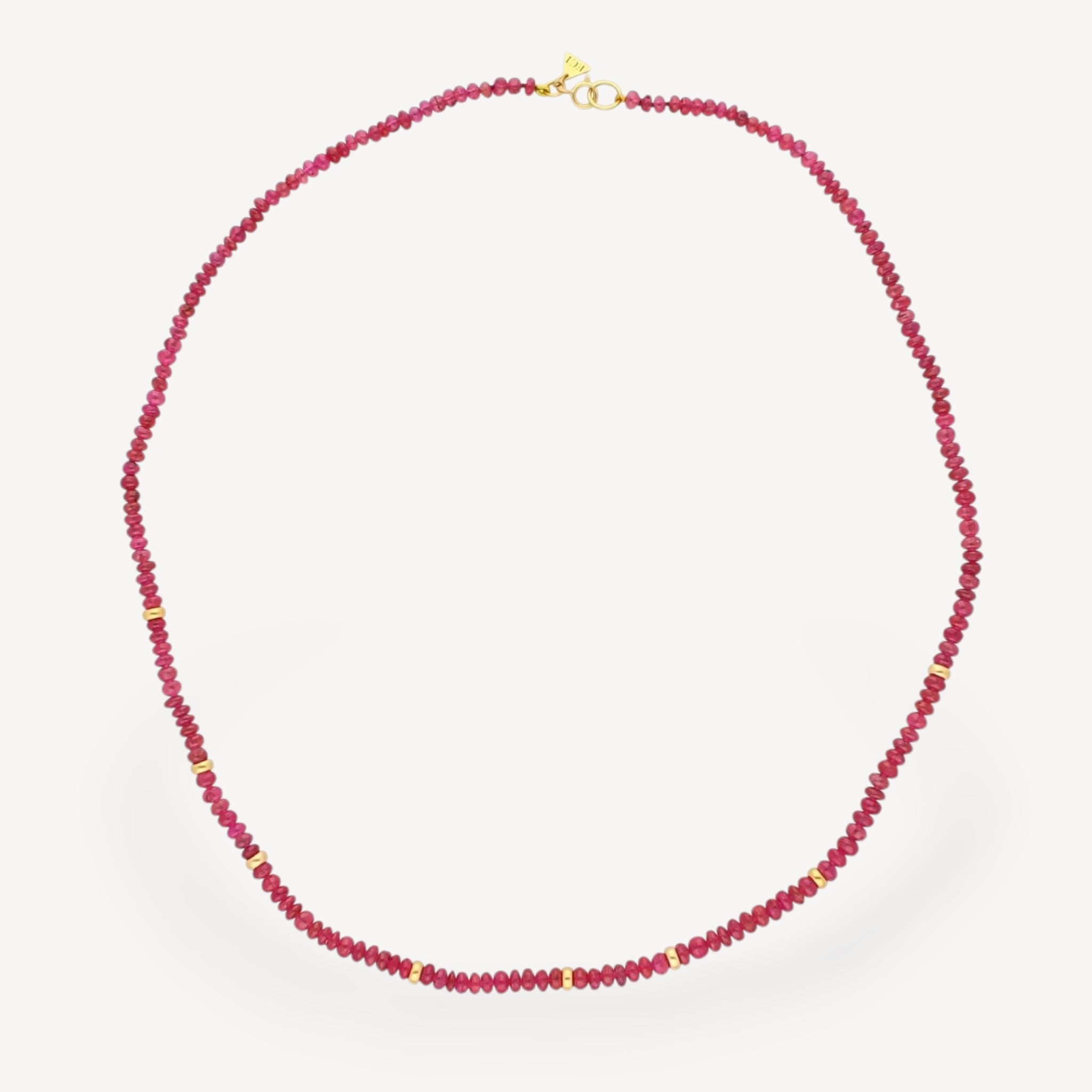 Ruby Necklace with Gold Beads by ethical jeweller E.C.One London