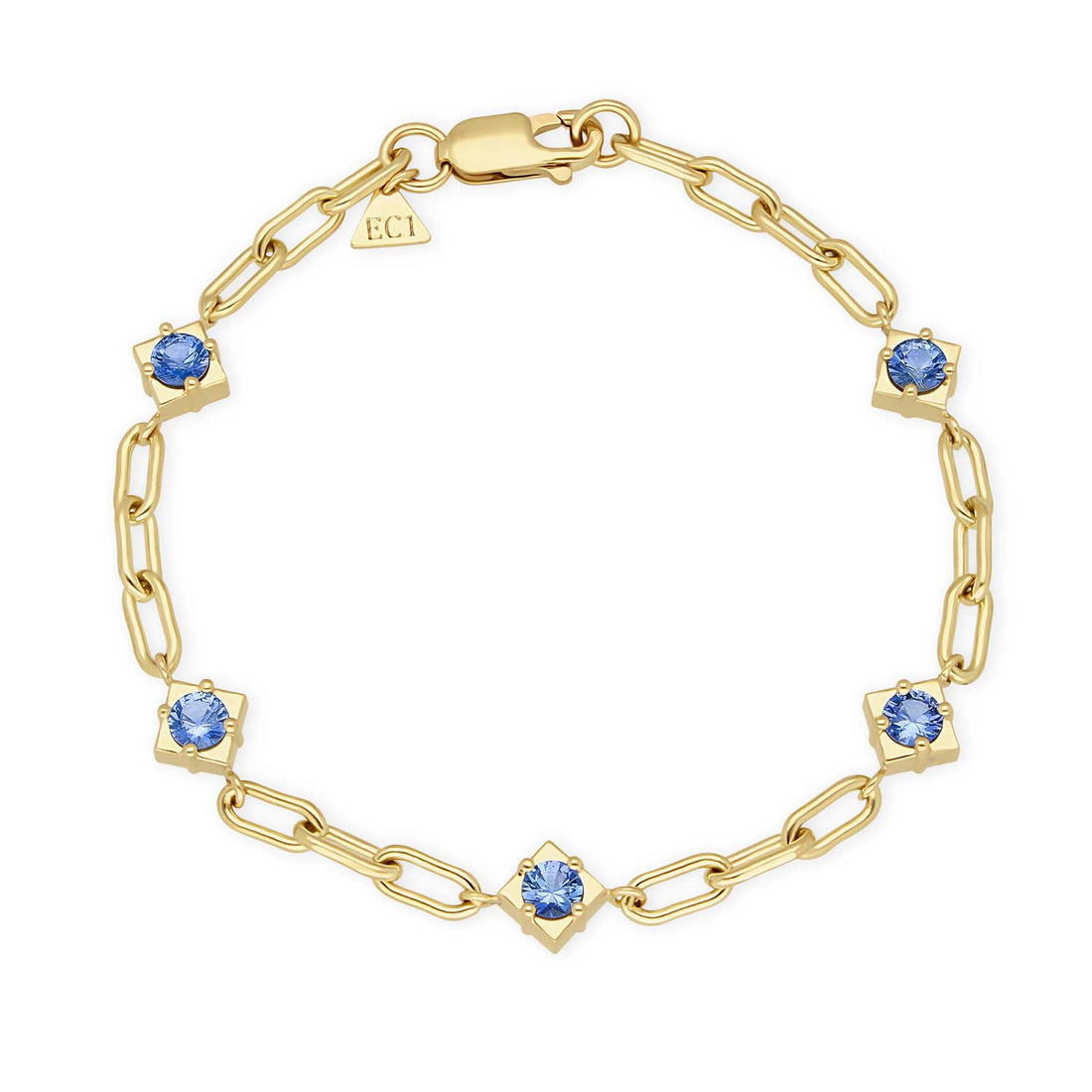 MIDI Gemstone Yellow Gold Bracelet with Blue Sapphires Made by ethical jeweller E.C.One London in our B Corp certified workshop
