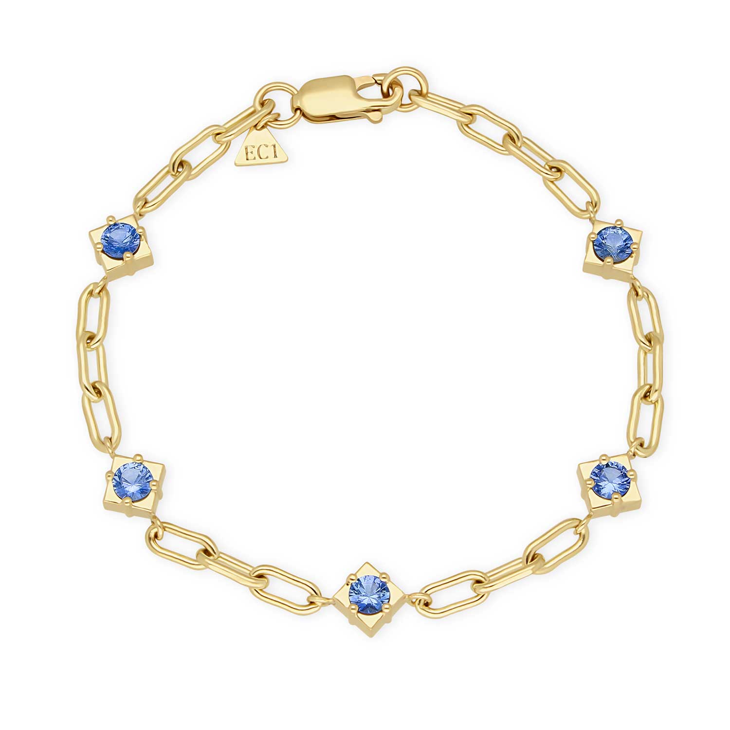 MIDI Gemstone Yellow Gold Bracelet with Blue Sapphires Made by ethical jeweller E.C.One London in our B Corp certified workshop