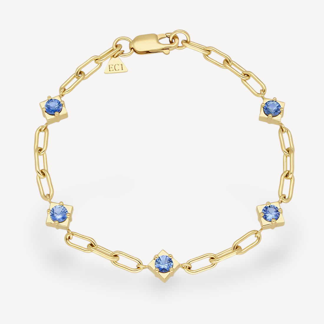 MIDI Gemstone Yellow Gold Bracelet with Blue Sapphires Made by ethical jeweller E.C.One London in our B Corp certified workshop