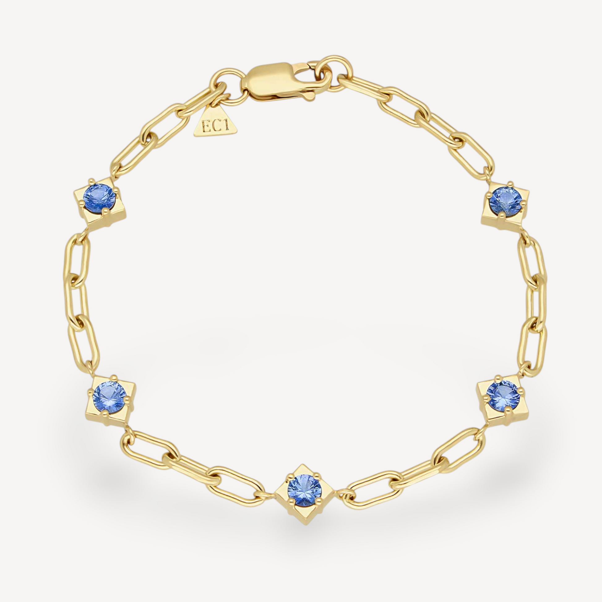 MIDI Gemstone Yellow Gold Bracelet with Blue Sapphires Made by ethical jeweller E.C.One London in our B Corp certified workshop