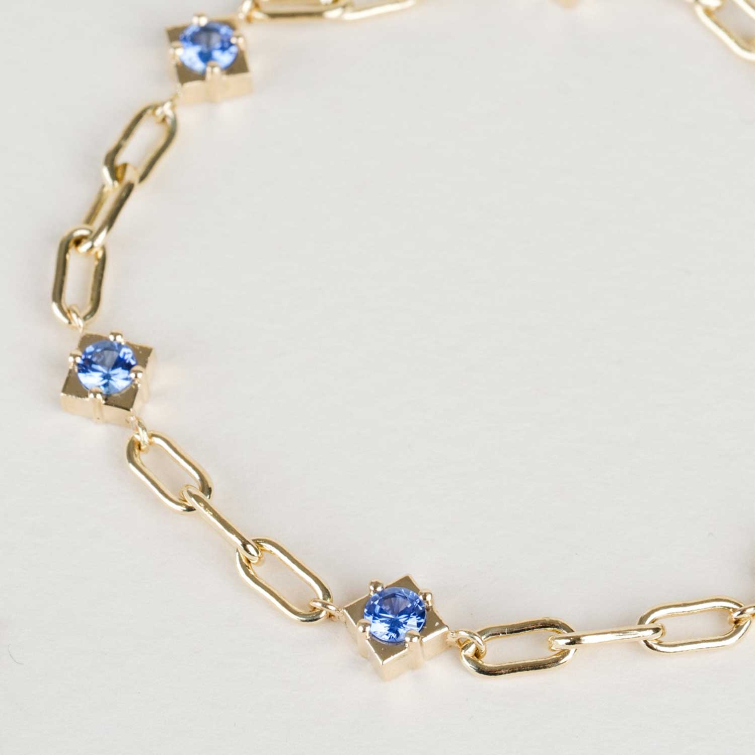 MIDI Gemstone Yellow Gold Bracelet with Blue Sapphires Made by ethical jeweller E.C.One London in our B Corp certified workshop
