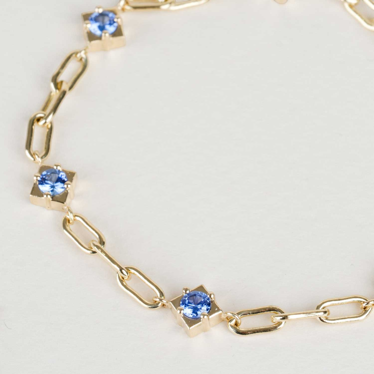 MIDI Gemstone Yellow Gold Bracelet with Blue Sapphires Made by ethical jeweller E.C.One London in our B Corp certified workshop