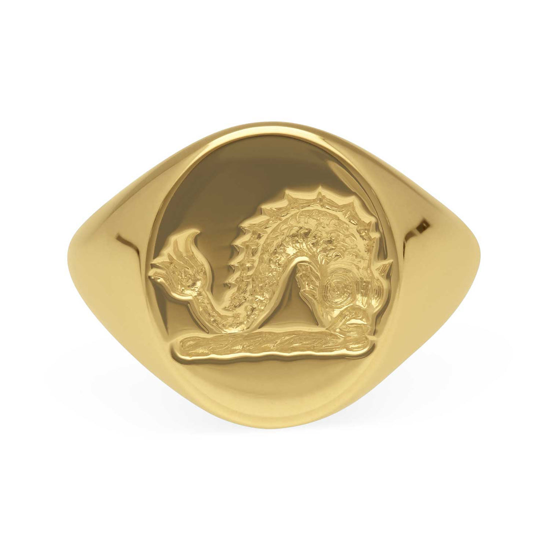 Large Oval Gold SIGNET Ring with Seal Engraving by ethical jeweller E.C.One London