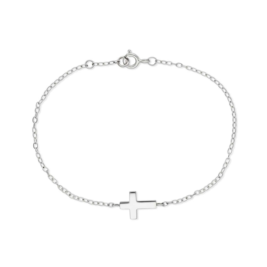 EC One Small recycled Silver Cross Bracelet made in our B Corp London workshop