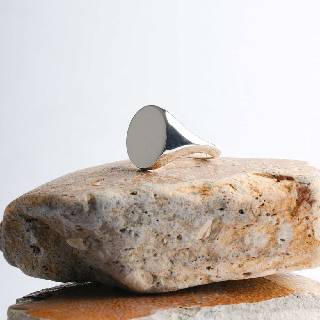 Large Oval Silver SIGNET Ring by ethical jeweller E.C.One London