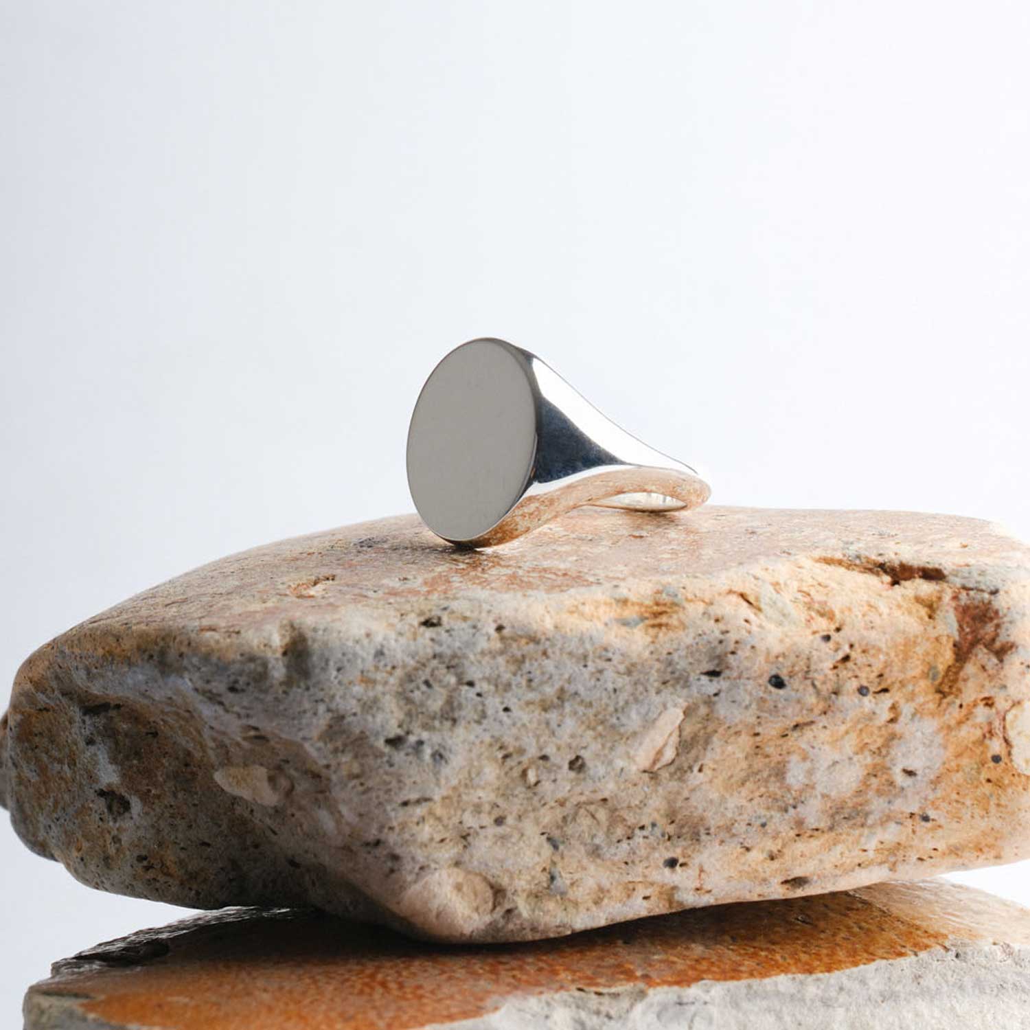 Large Oval Silver SIGNET Ring by ethical jeweller E.C.One London