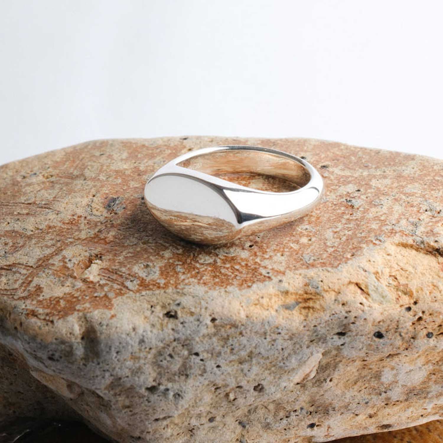 Raffy Oval Silver SIGNET Ring at ethical jeweller E.C.One 