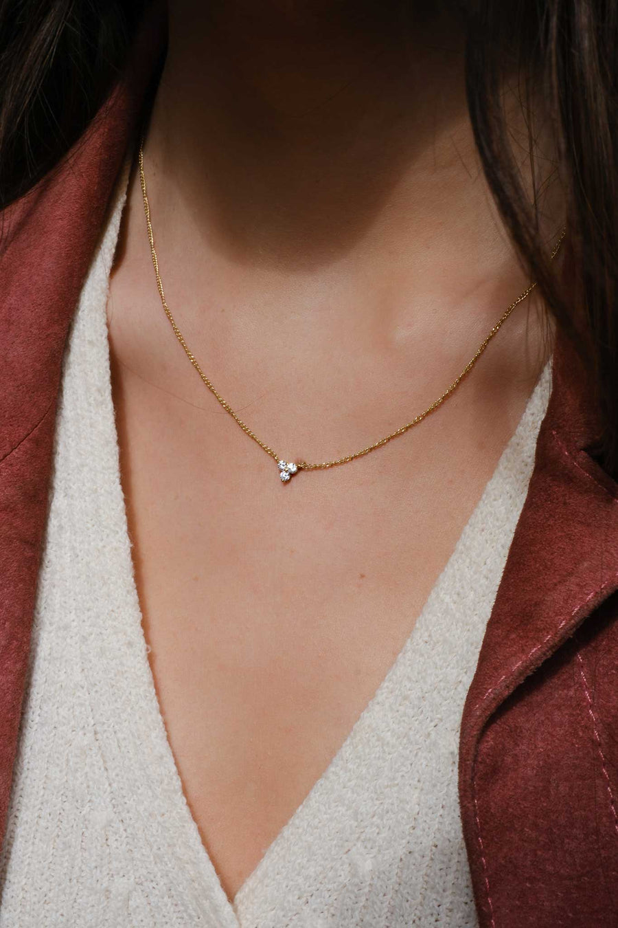 EC One Small Trio Diamond Yellow Gold Necklace made in our B corp London workshop