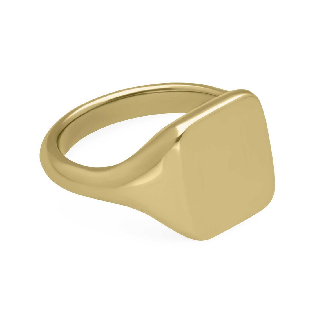 E.C.One Small cushion gold signet ring made in our ethical B Corp London workshop