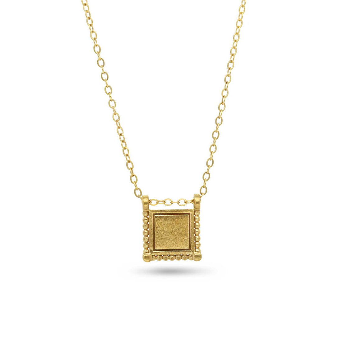 Square Slider Necklace Gold Plated  Made by ethical jeweller E.C.One London in our B Corp certified workshop