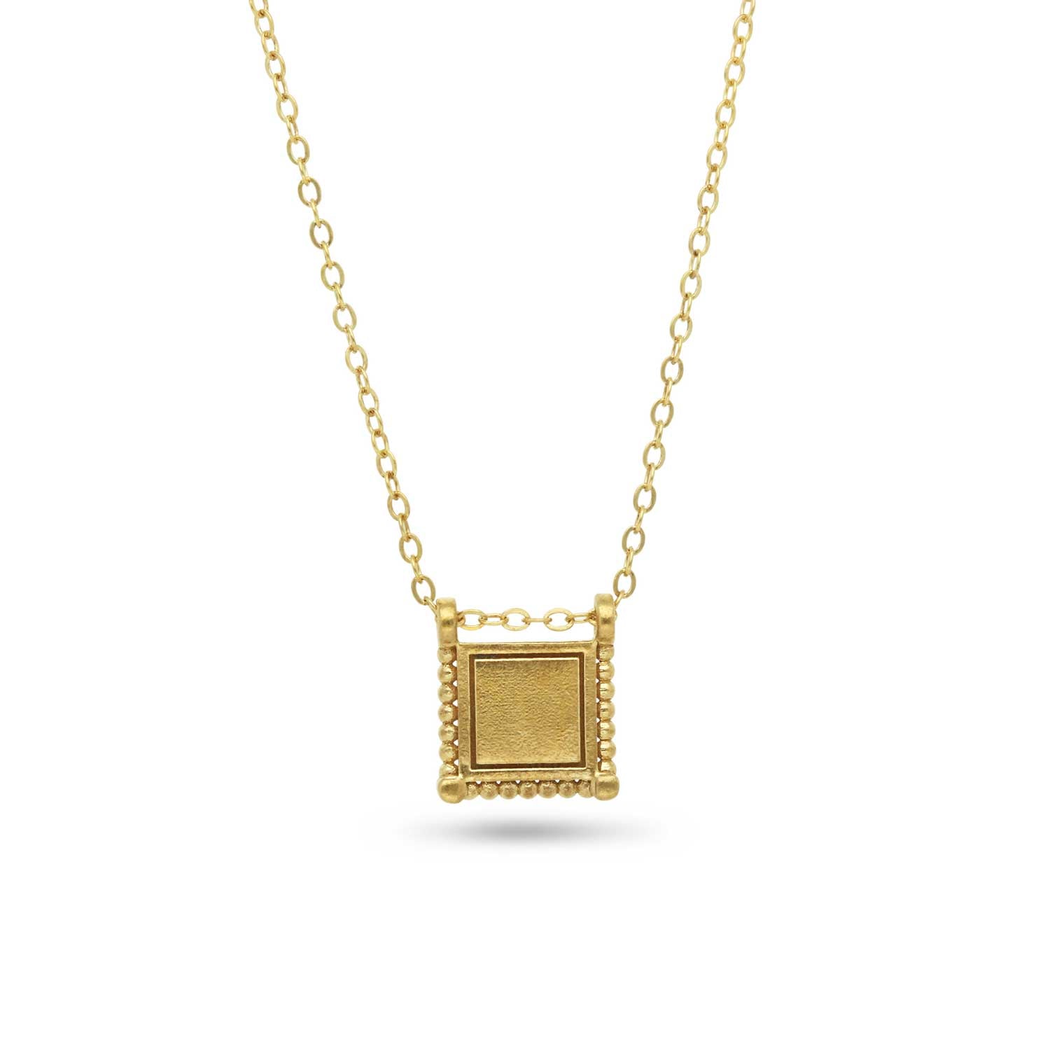 Square Slider Necklace Gold Plated  Made by ethical jeweller E.C.One London in our B Corp certified workshop