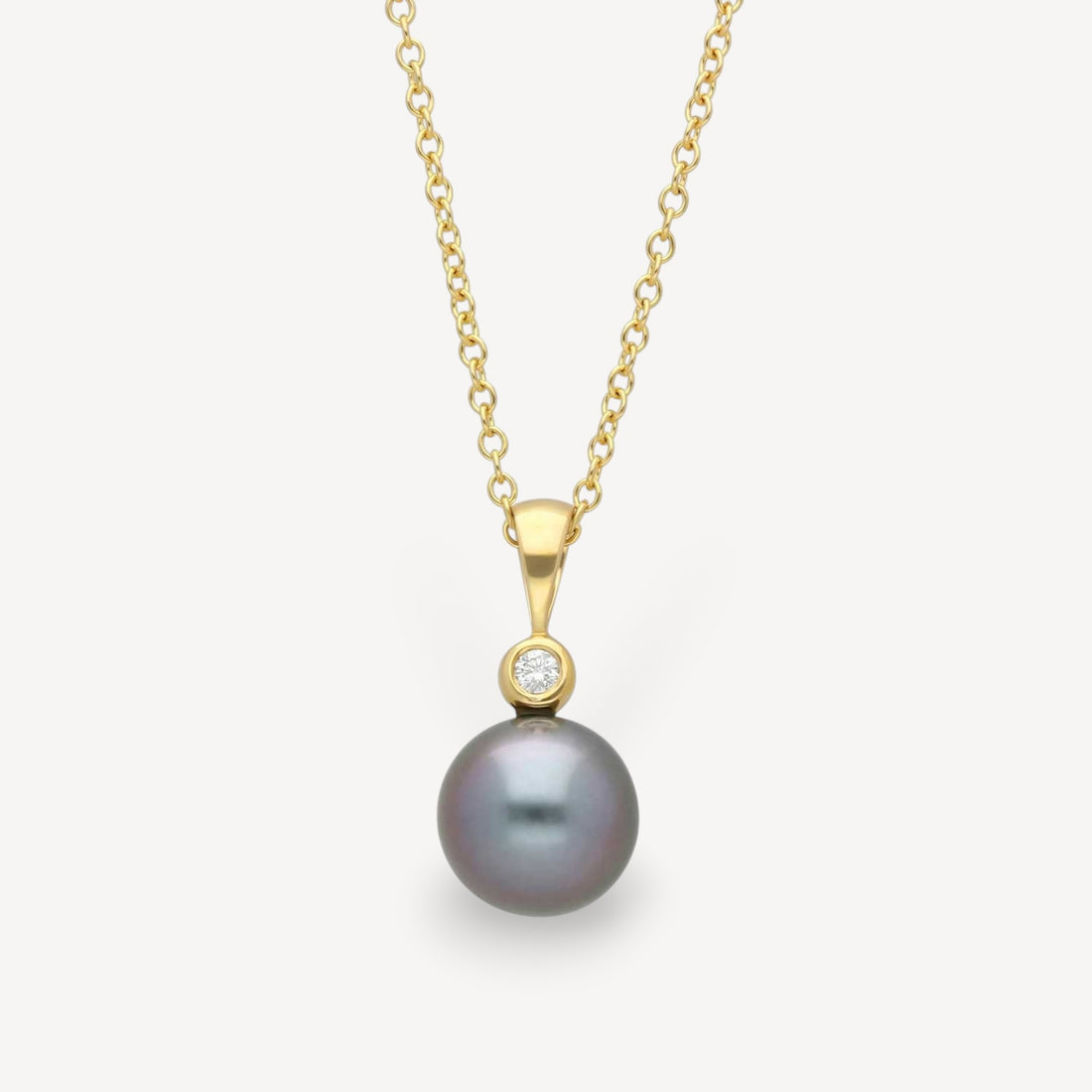 Tahitian Pearl and Diamond Gold Pendant Necklace at ethical jeweller E.C.One London