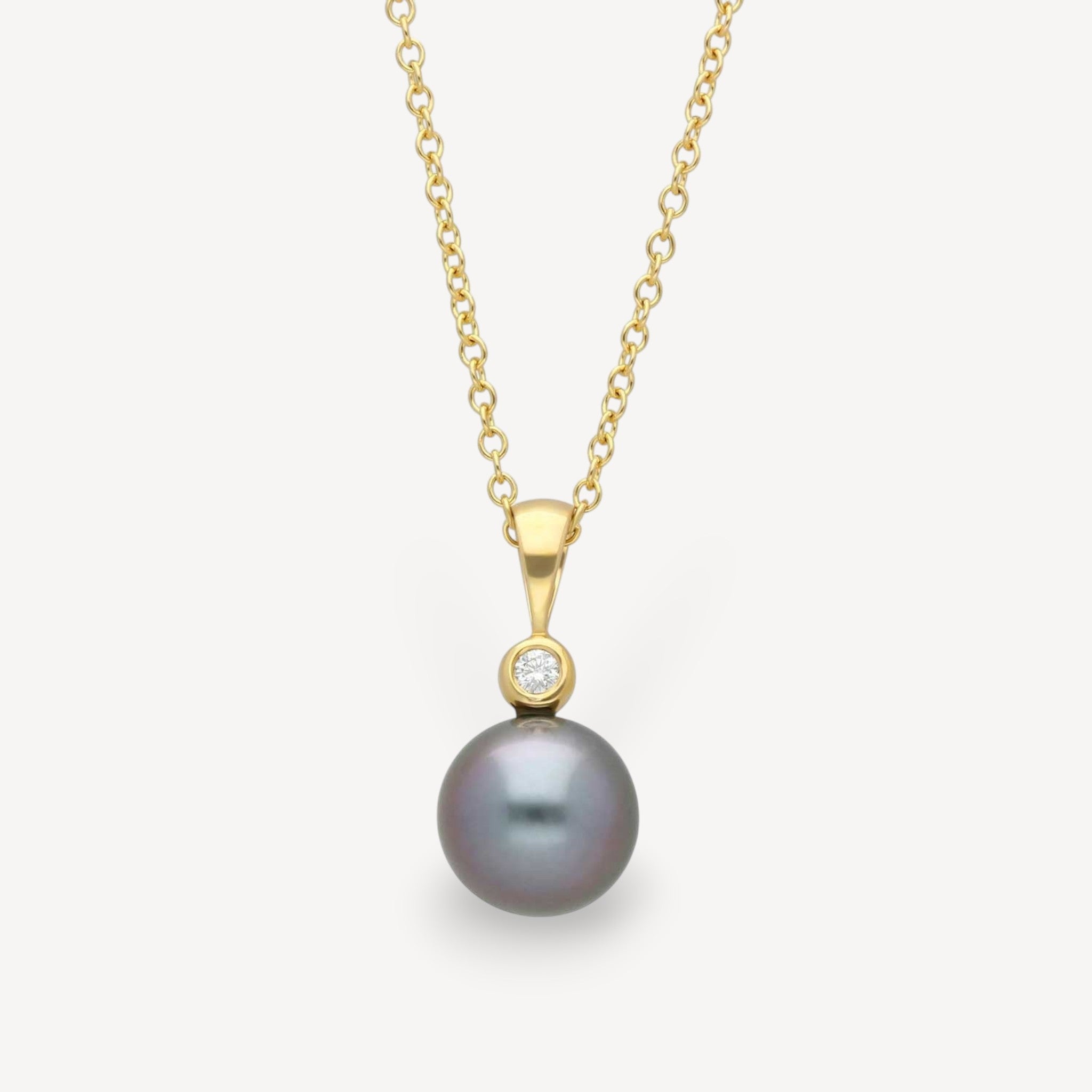 Tahitian Pearl and Diamond Gold Pendant Necklace at ethical jeweller E.C.One London