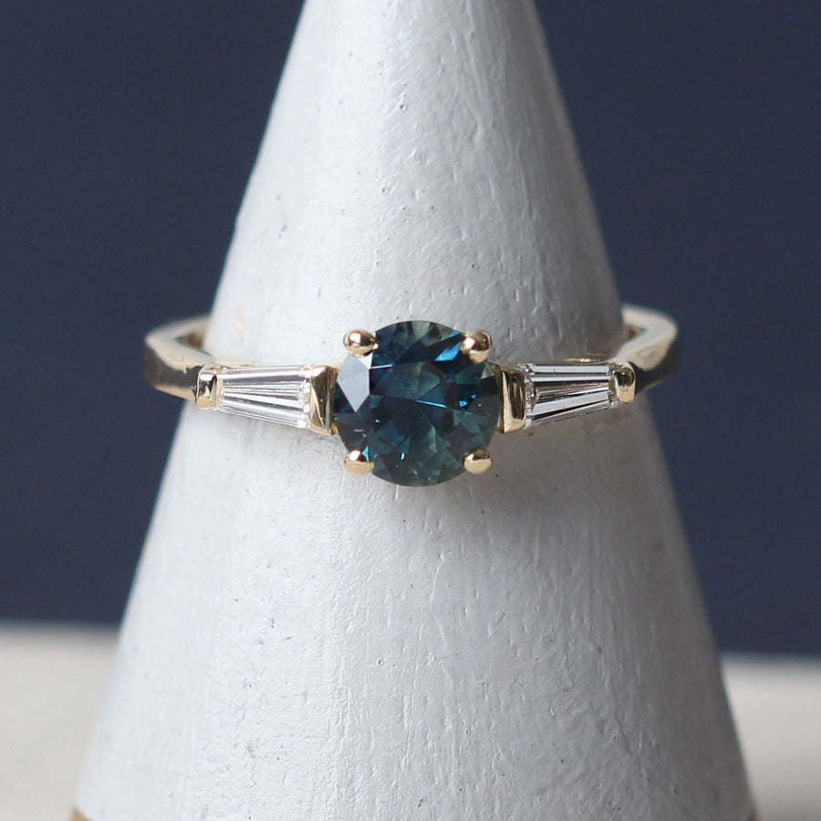 JESSICA Round Madagascan Teal Sapphire Engagement Ring