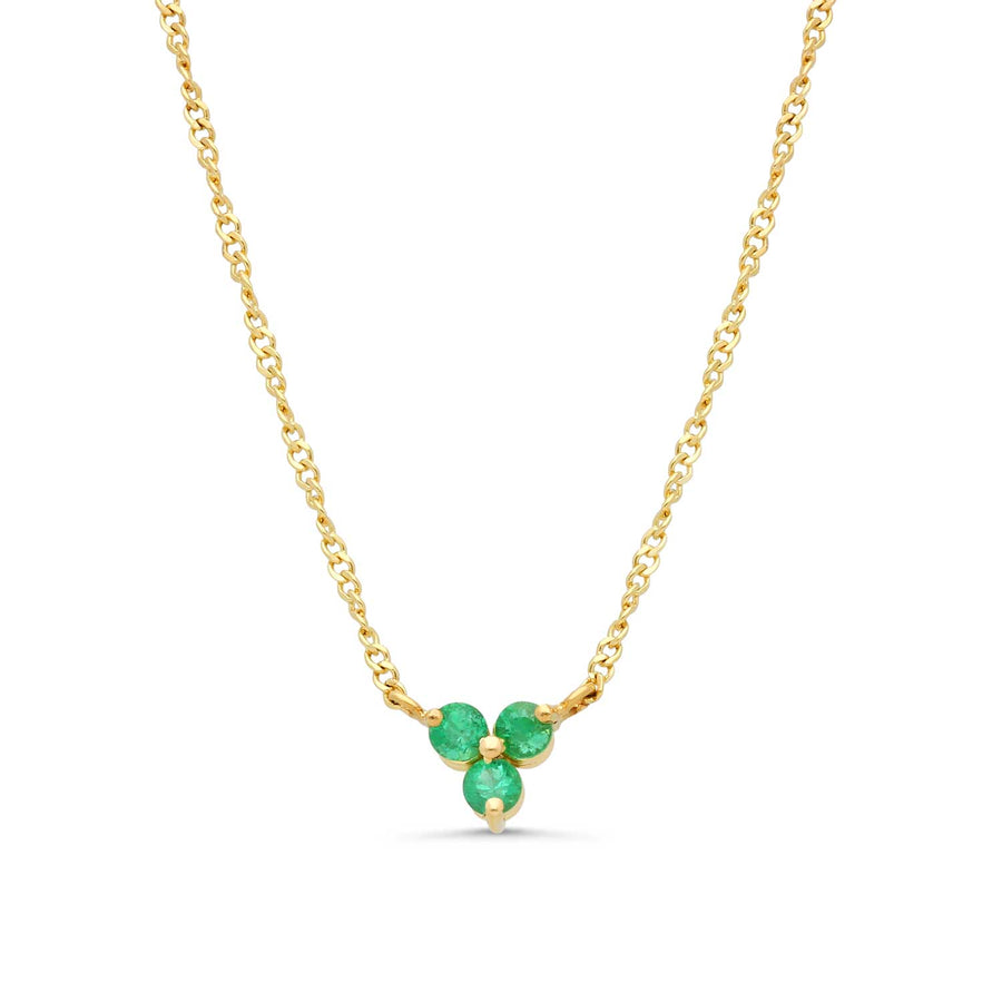 EC One Single TRIO Emerald Yellow Gold Necklace made in our B Corp London workshop