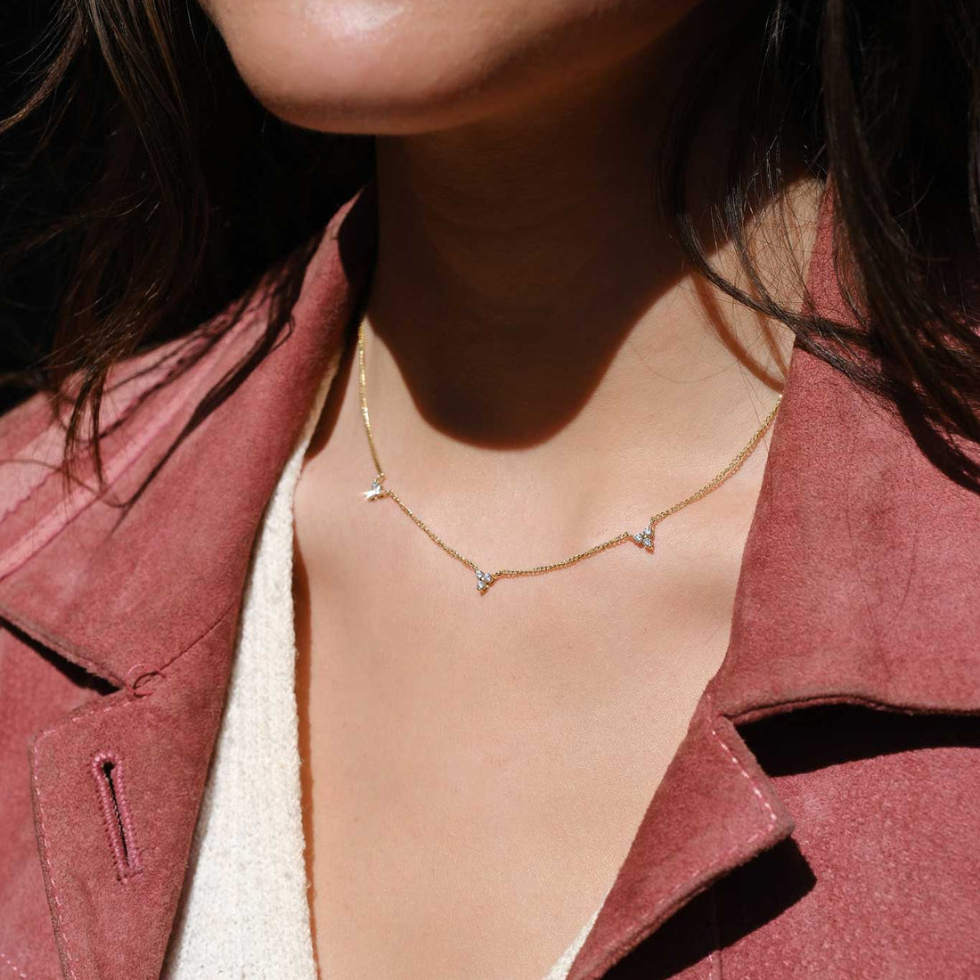 Triple Mini TRIO Diamond White Gold Necklace