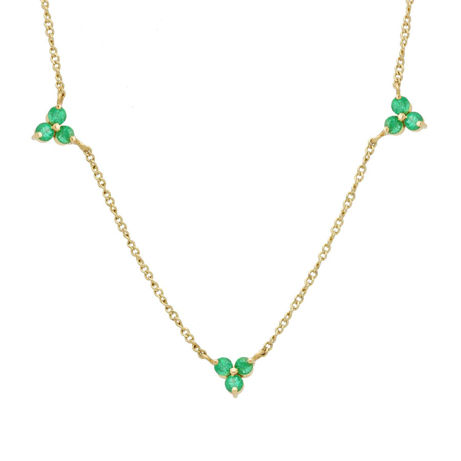 EC One Triple TRIO Emerald Yellow Gold Necklace made by hand in our London B Corp workshop