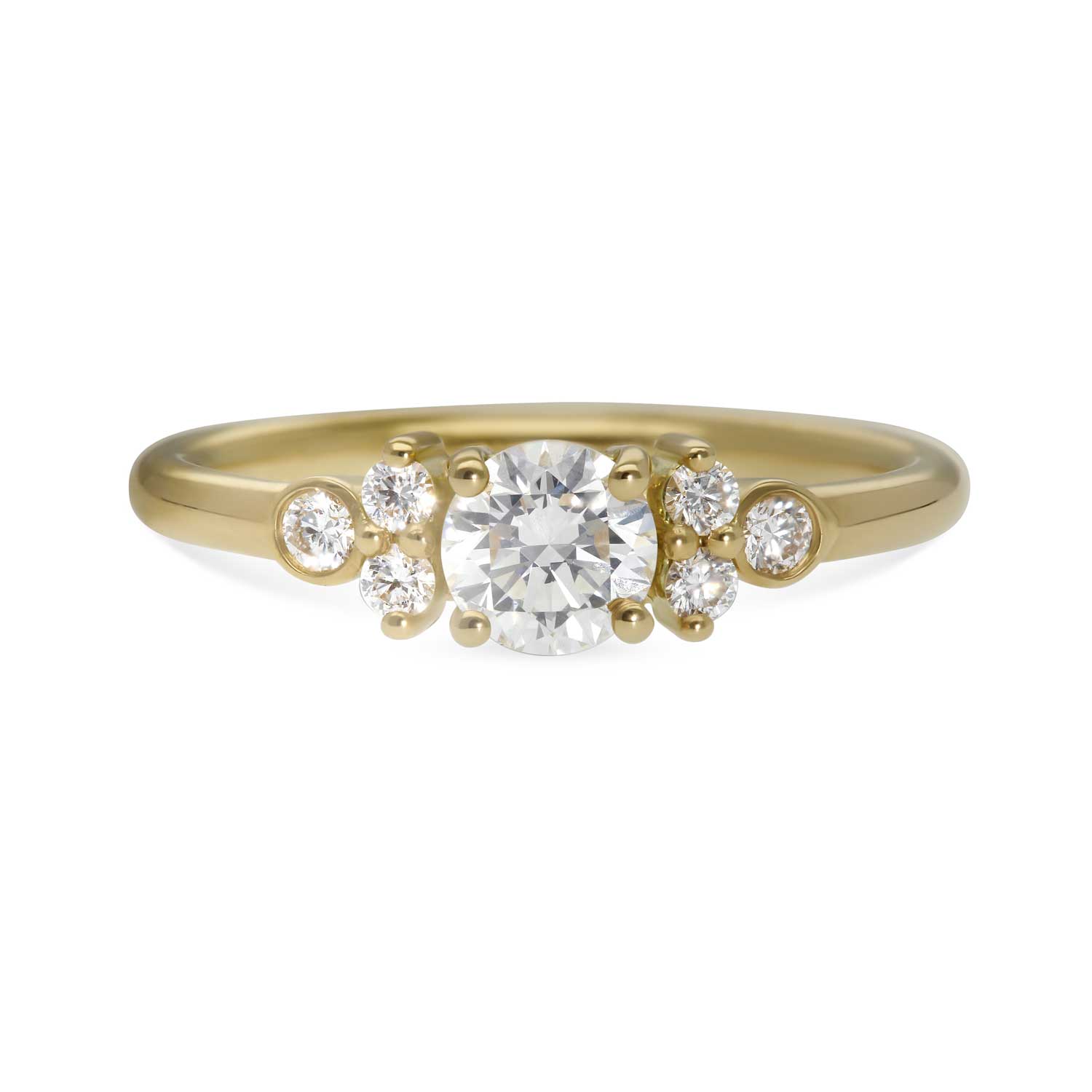 HATTY White Diamond Yellow Gold Engagement Ring made by ethical jeweller E.C.One London in our B Corp certified workshop