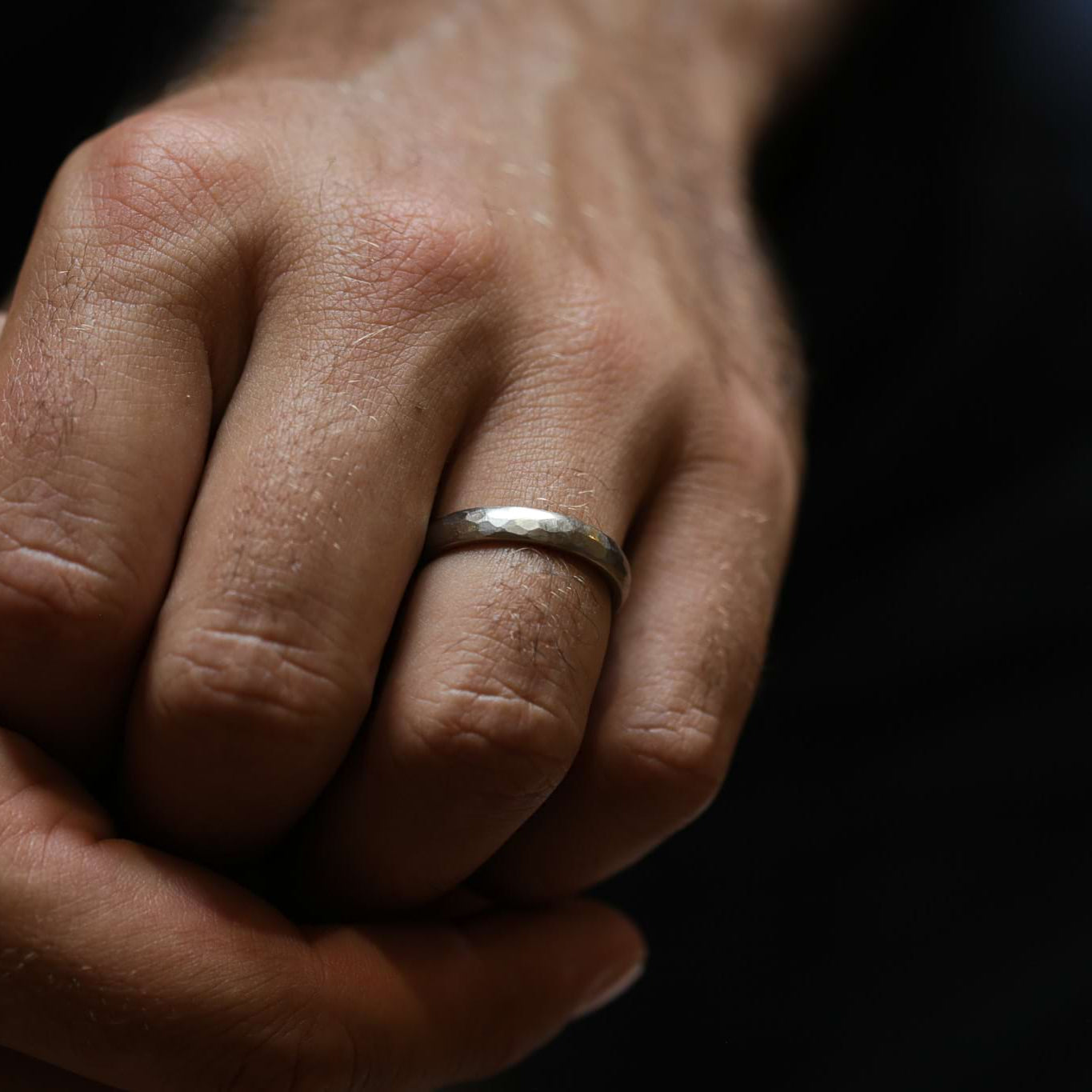 4mm Lightly Faceted  Wedding Ring 18ct White Gold